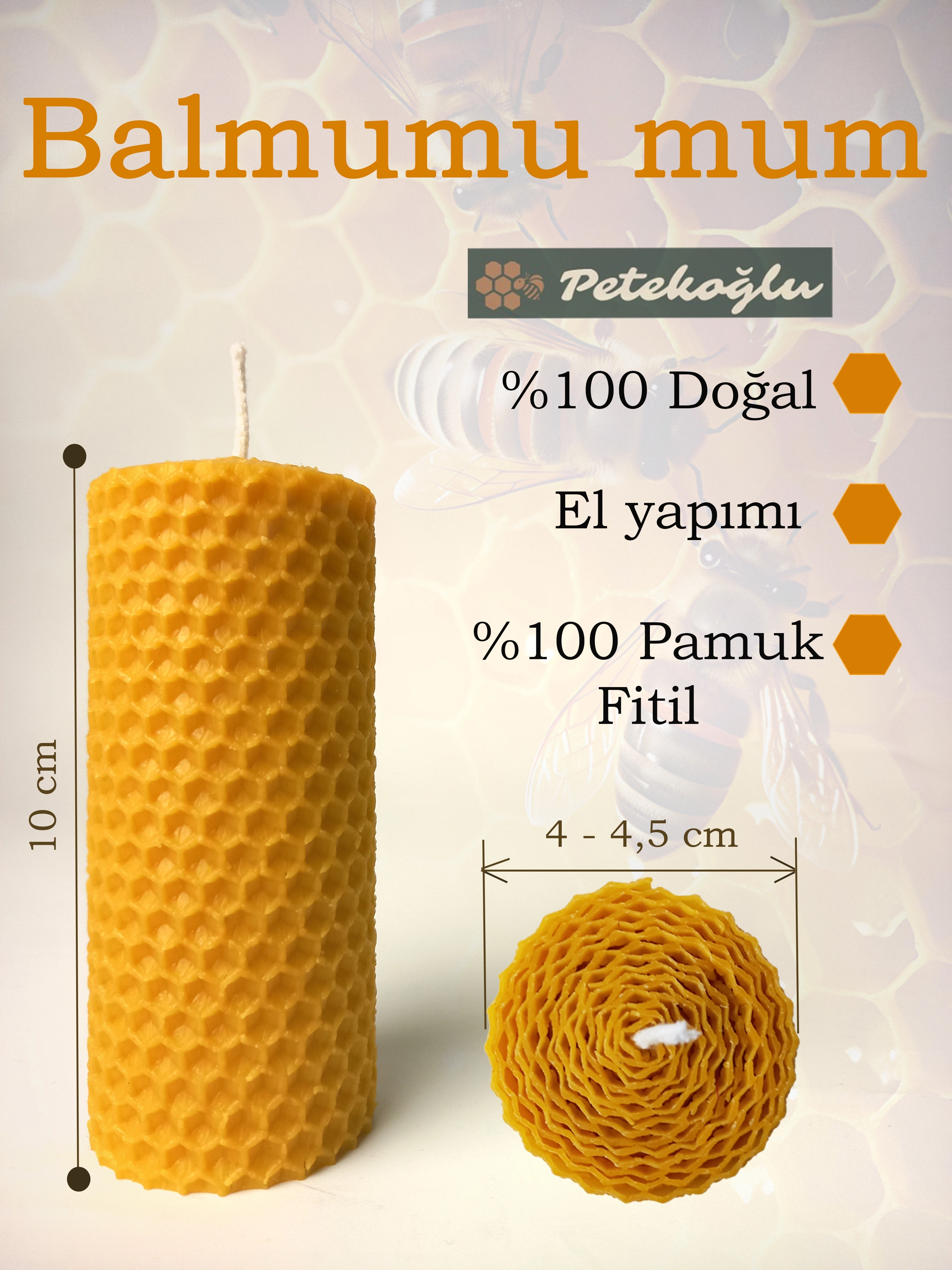 Doğal Balmumu Mum (Beeswax Candle) Yeni Yıl ve Yılbaşı Hediye Kutusu – 3’lü El Yapımı Dekoratif Set