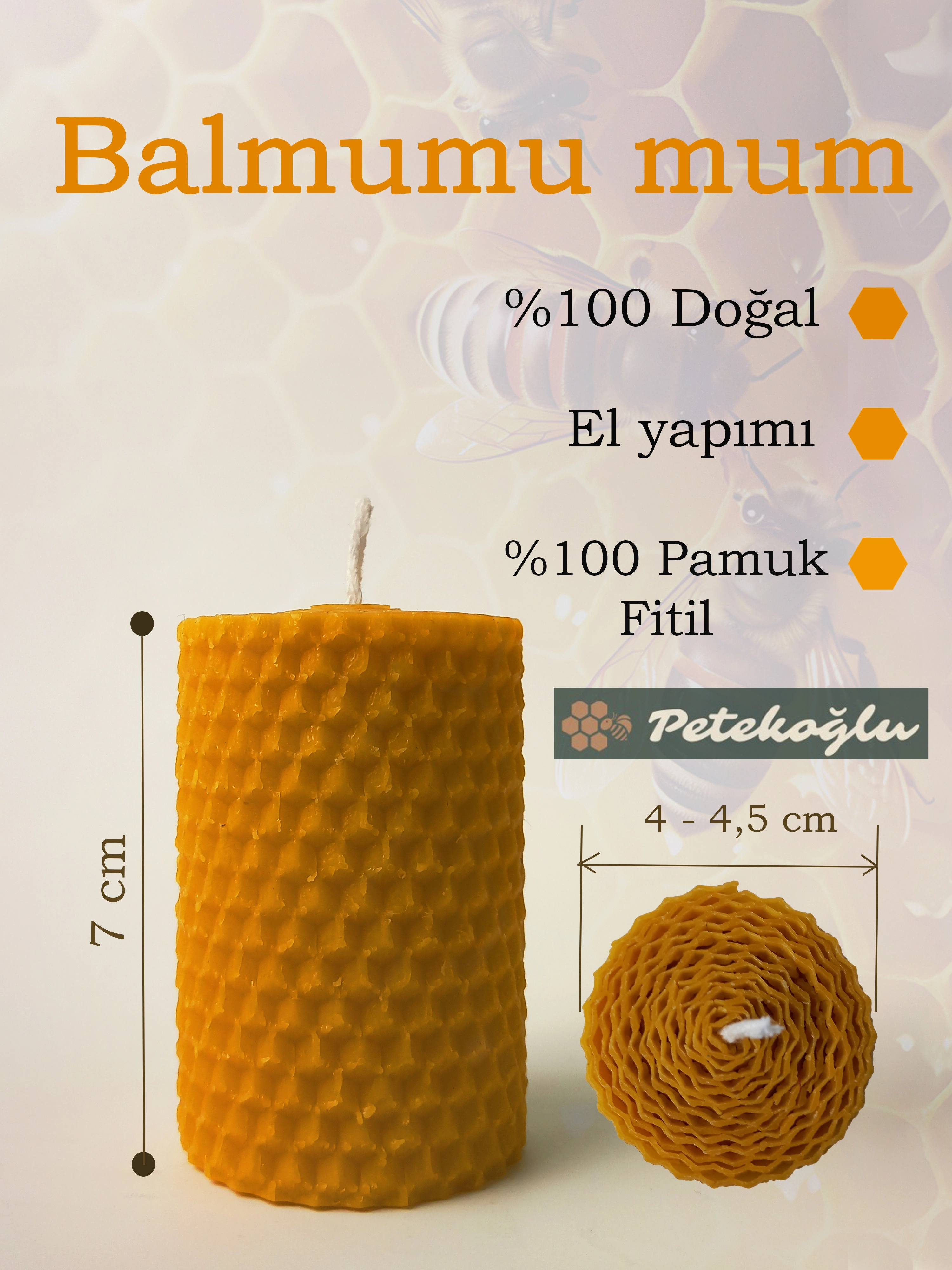 Doğal Balmumu Mum (Beeswax Candle) Yeni Yıl ve Yılbaşı Hediye Kutusu – 3’lü El Yapımı Dekoratif Set