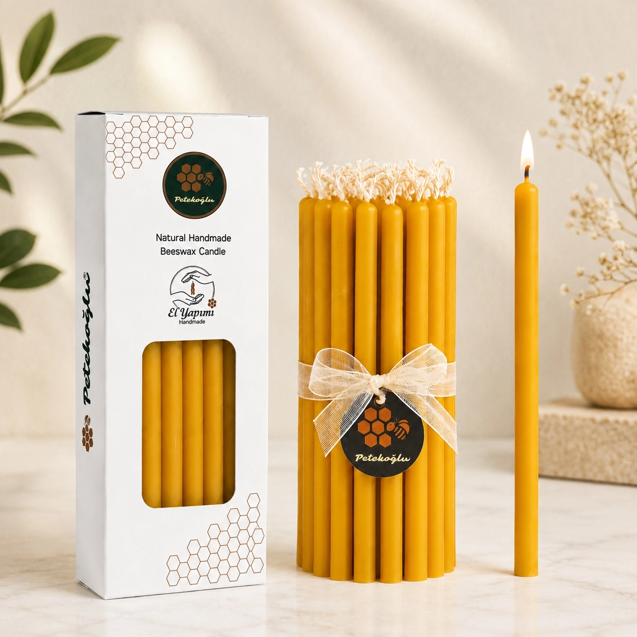 35’li Doğal Sarı Balmumu Mum – 25 Dakika Meditasyon ve Ritüel Mumu 10 cm – Pasta, Doğum Günü, Nişan ve Düğün