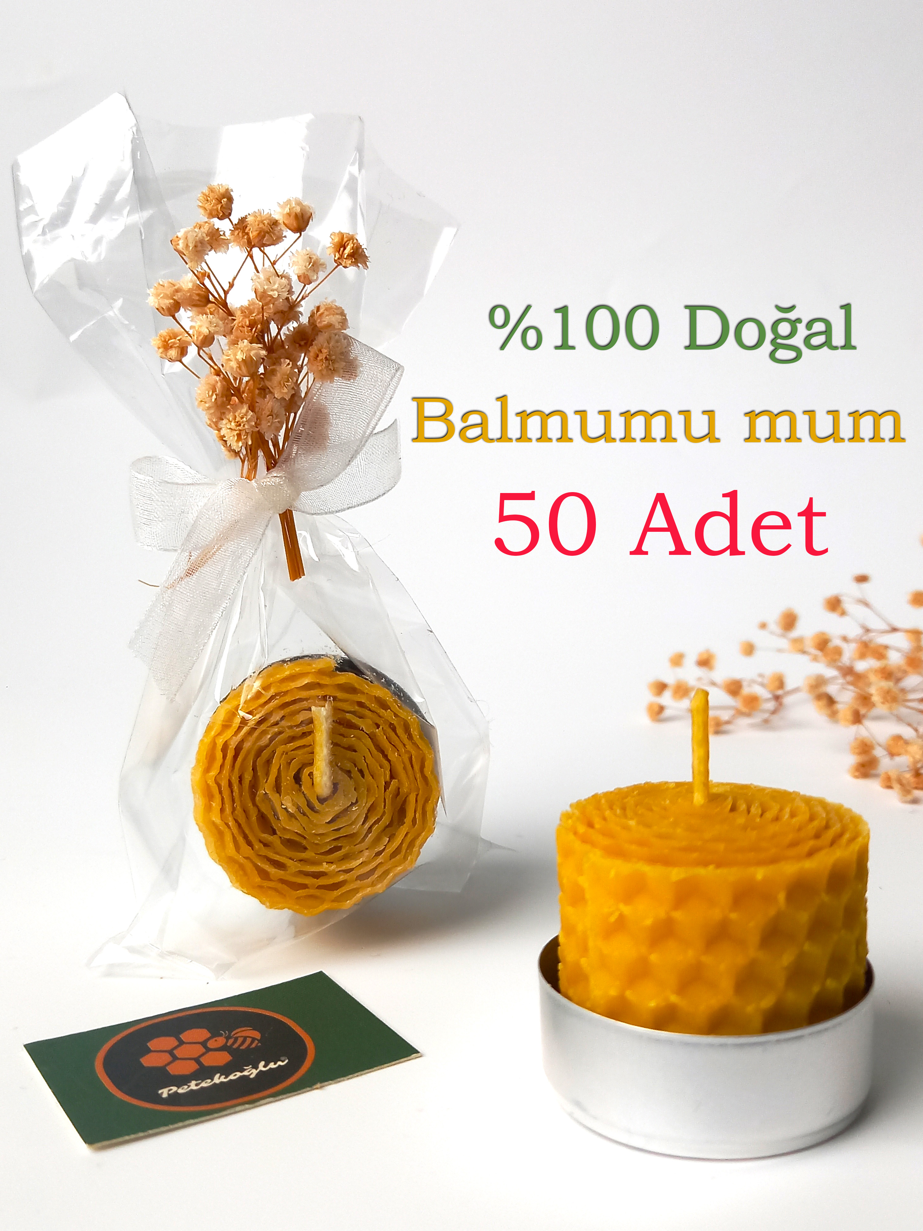 Balmumu Mum 50 Adet  Tealight Nikah Şekeri, Kına , Düğün , Yeni Doğan için