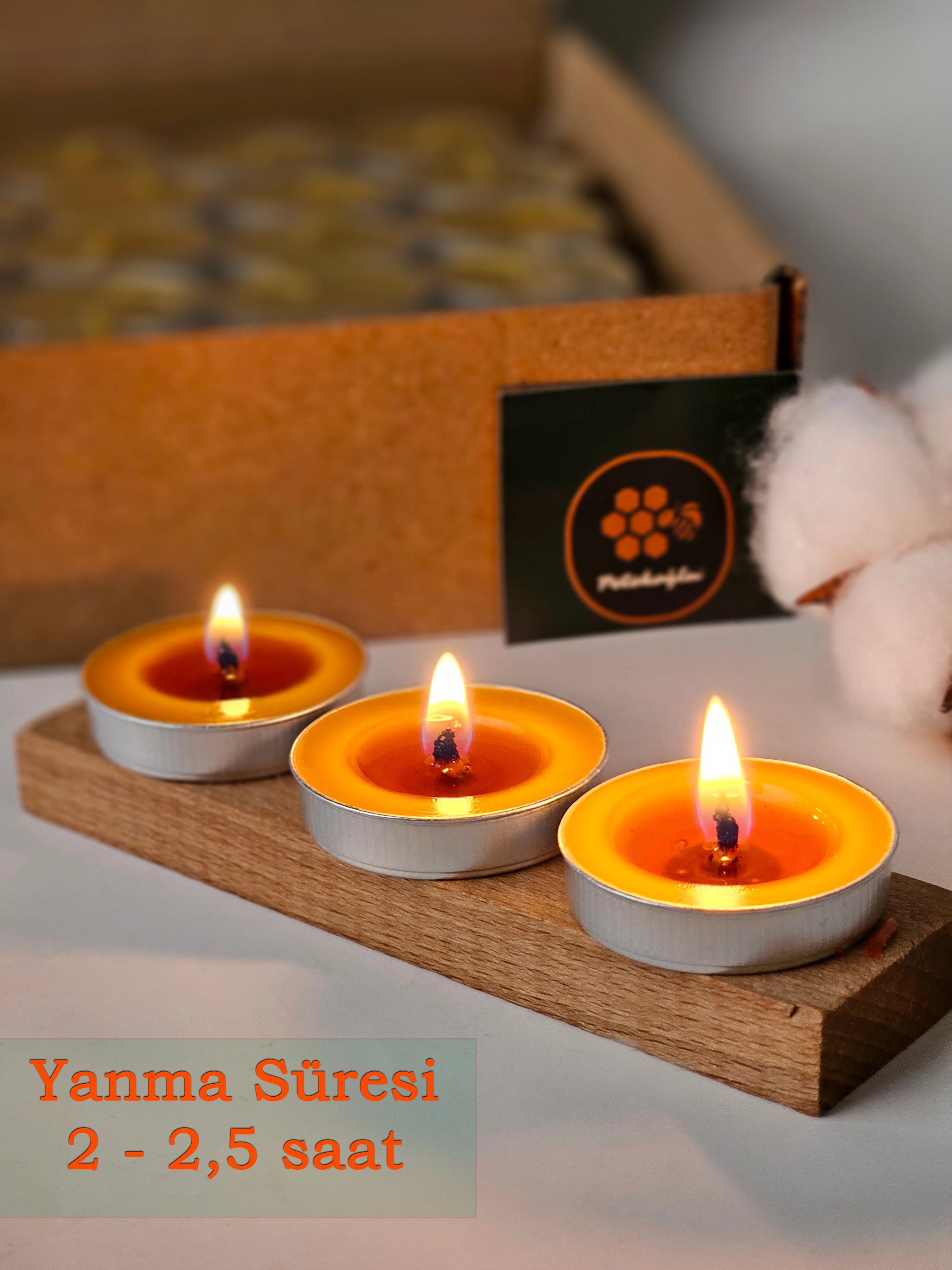 (12 Adet )  Ekonomik Boy Tealight Doğal Petek Balmumu Mum Beeswax Candle Bal Mumu Mum  (8Gr)