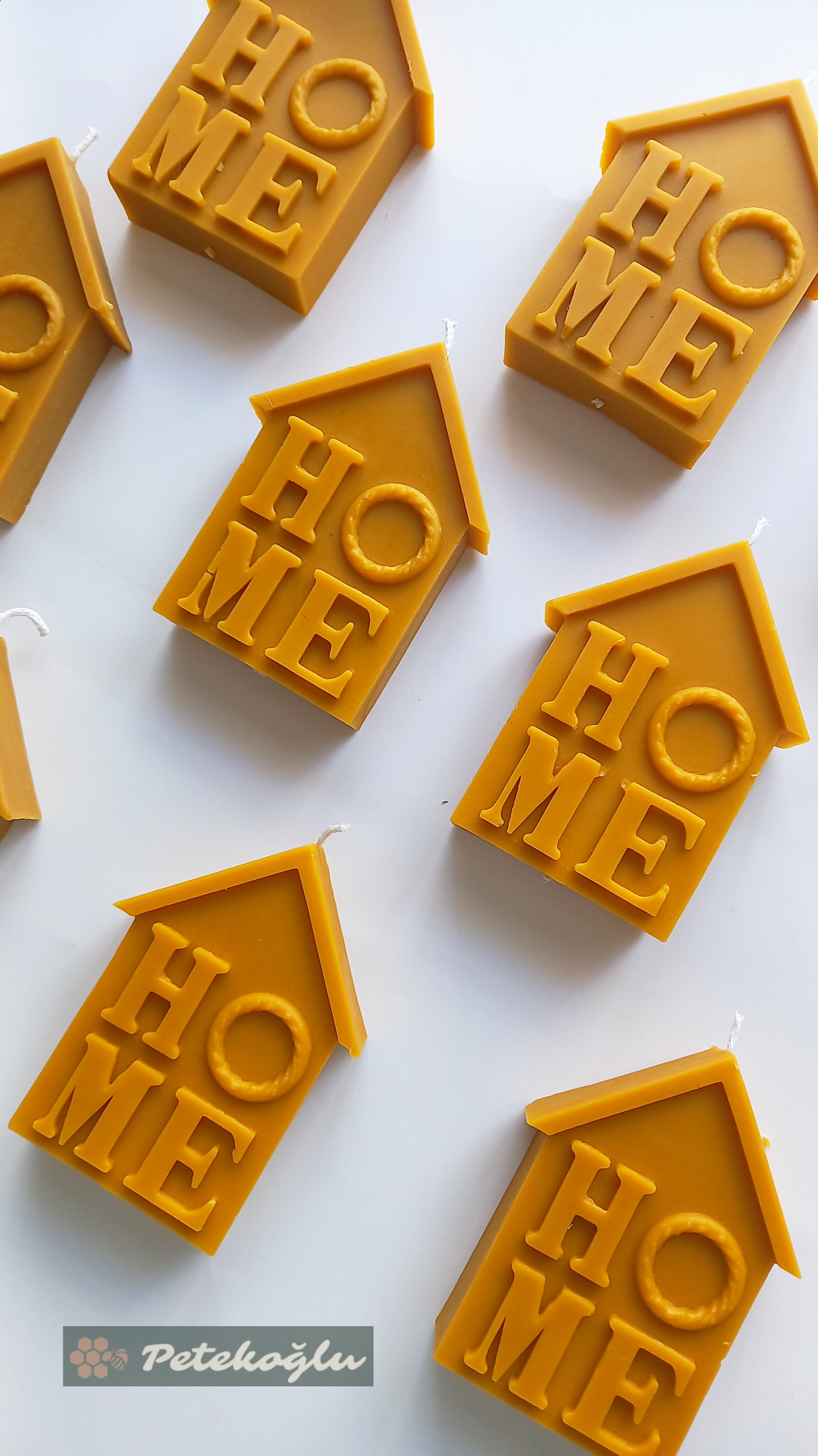 Balmumu Mum Doğal Petek Ev Dekorasyon,  Home Yazılı Hediyelik Mum Seti Besswax Candle