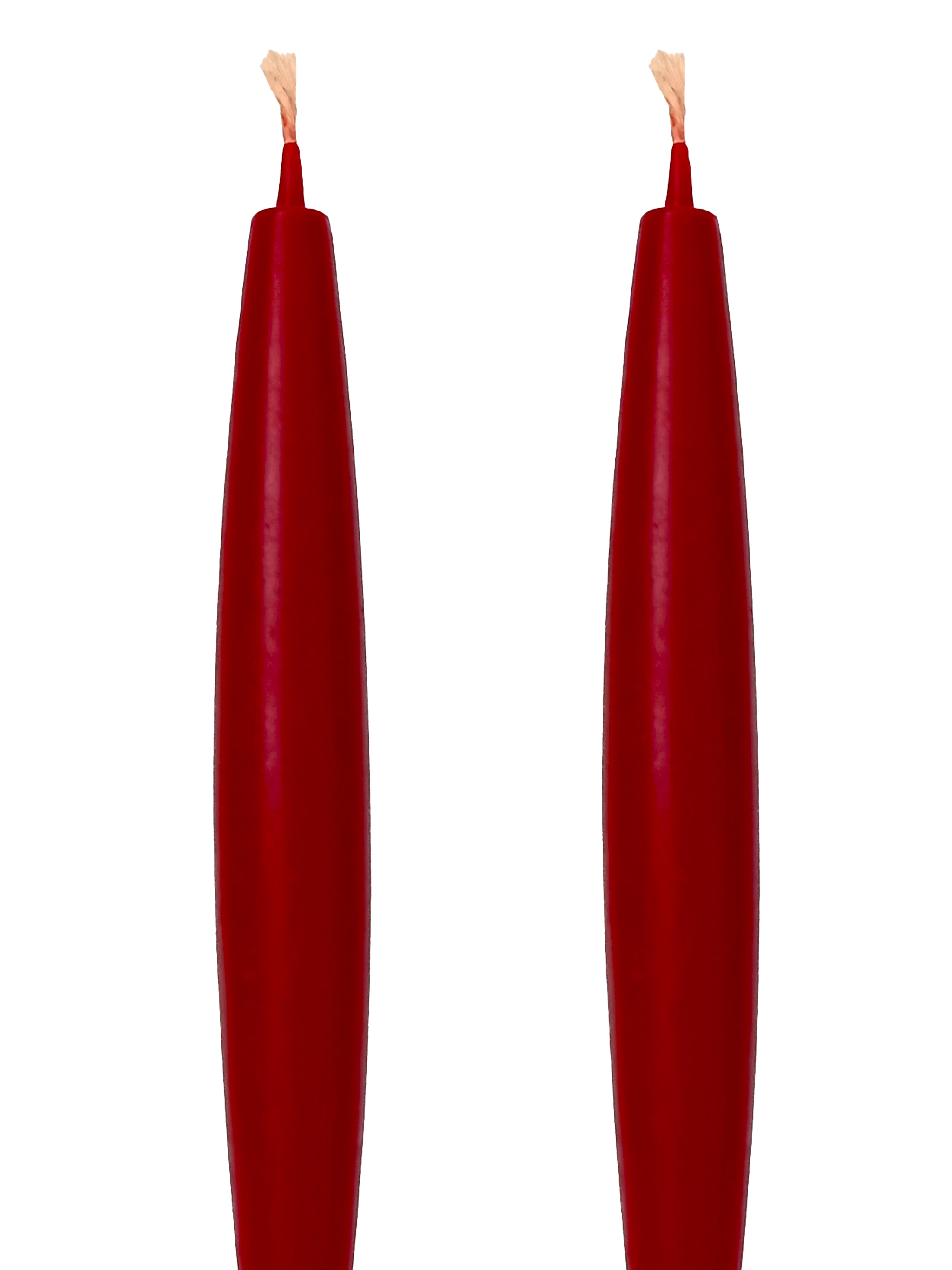 Balmumu Mum (2 Adet  Kırmızı)  Şamdan Mumu Mermi Formunda Masa Mumu 22 Cm Bees wax 