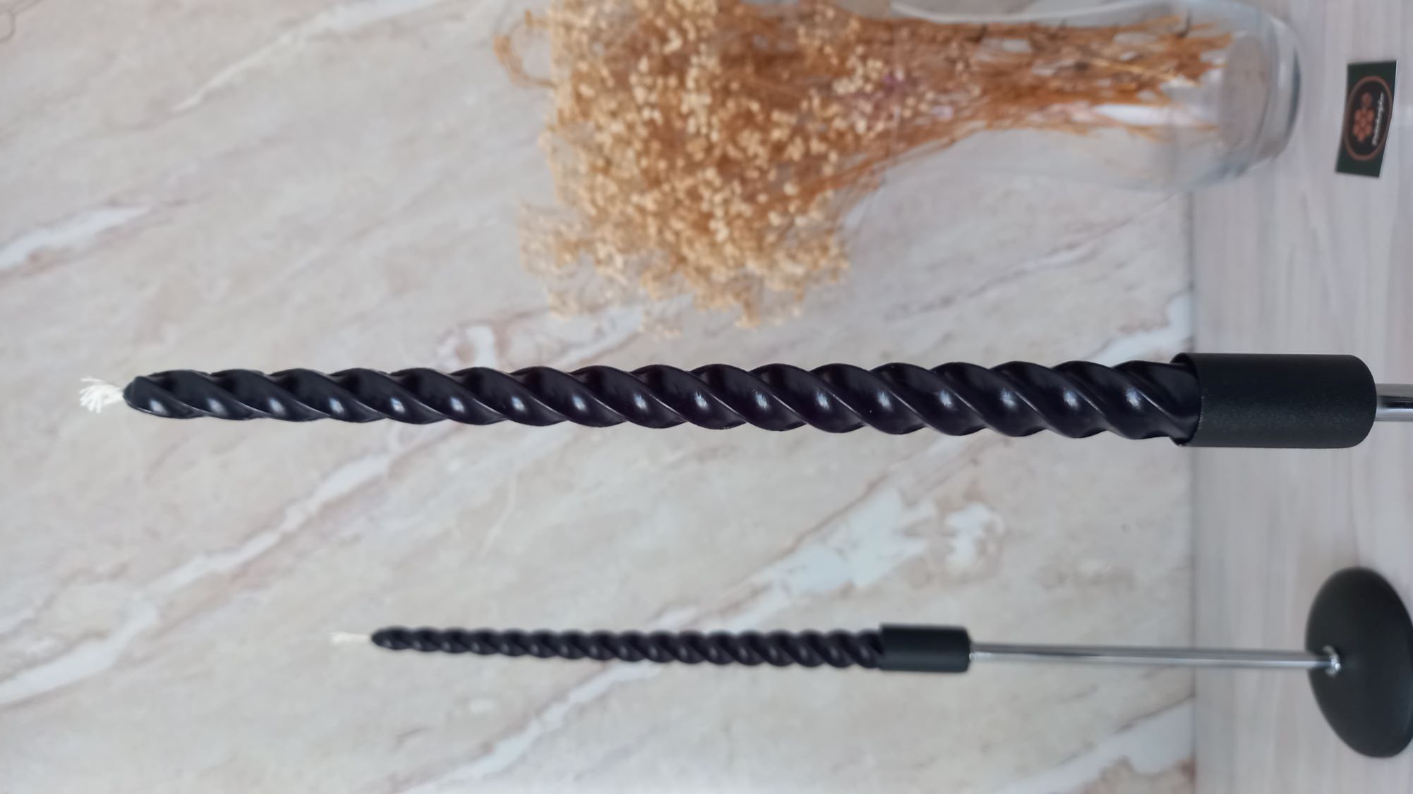 (4 Adet 27.5Cm Siyah) Konik Burgulu Balmumu Şamdan Mumu Doğal Petek Balmumu Mum Dekoratif