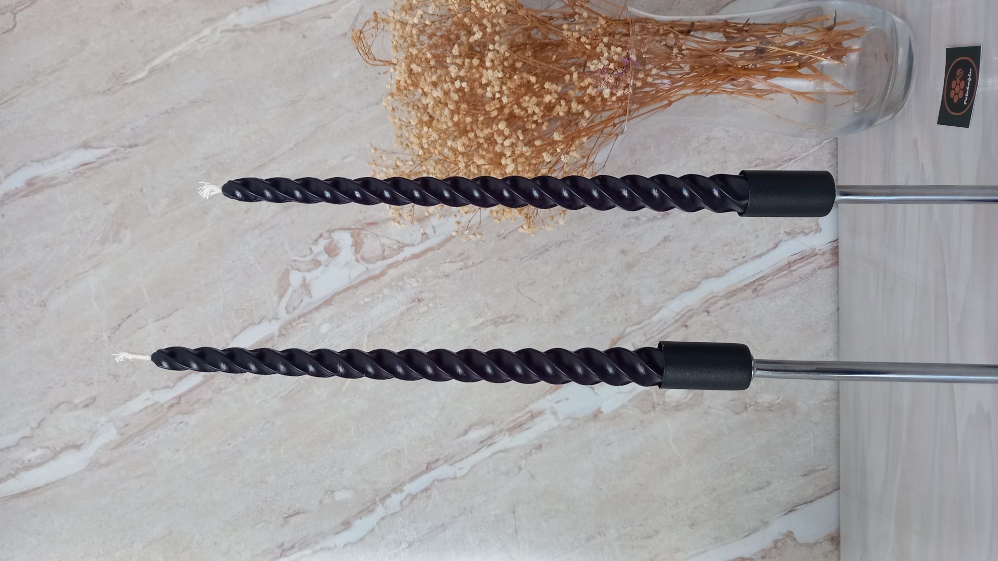 (4 Adet 27.5Cm Siyah) Konik Burgulu Balmumu Şamdan Mumu Doğal Petek Balmumu Mum Dekoratif