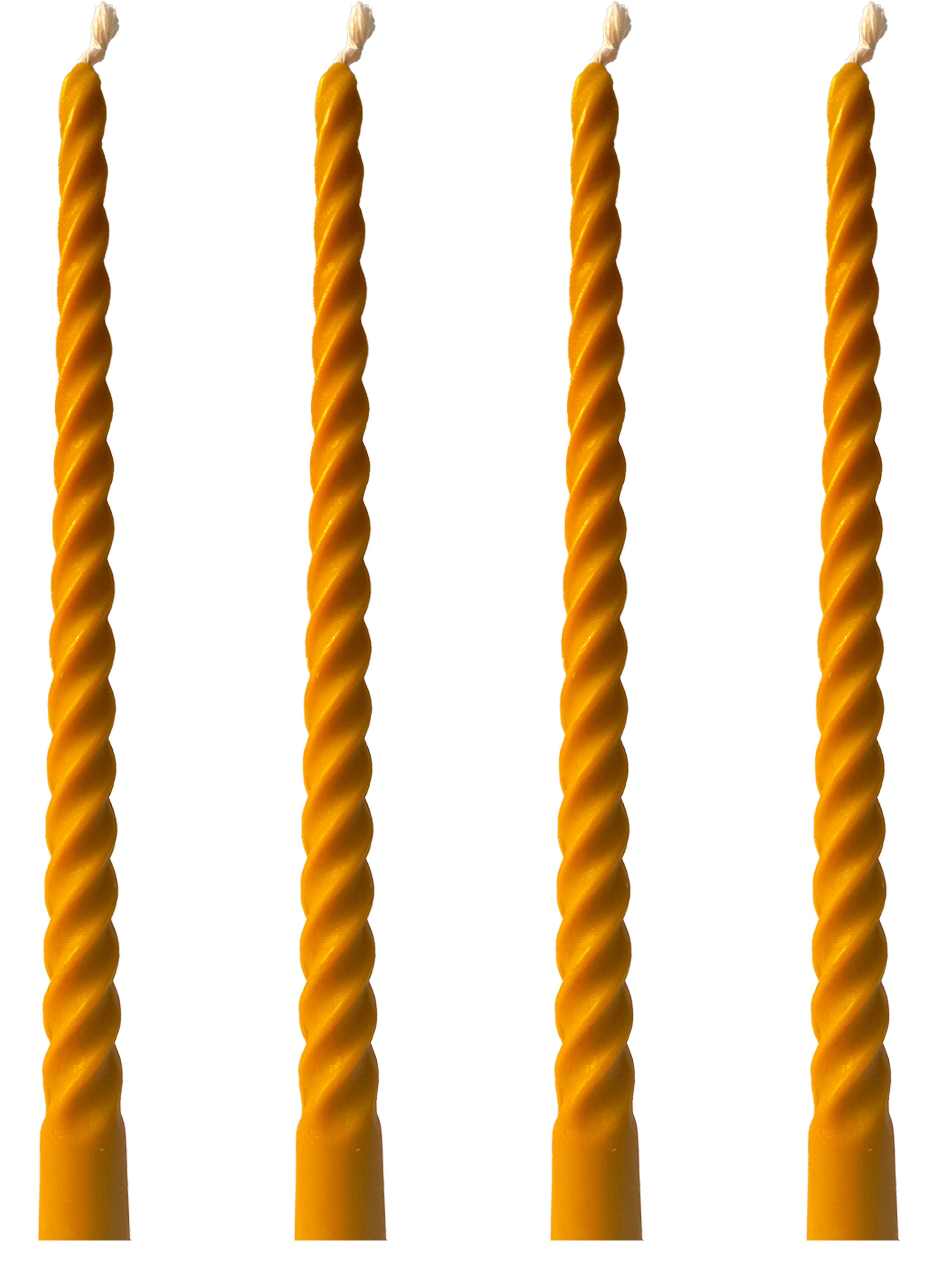 (4 Adet 27.5Cm) Konik Burgulu Balmumu Şamdan Mumu Doğal Petek Balmumu Mum Dekoratif Beeswax Candle