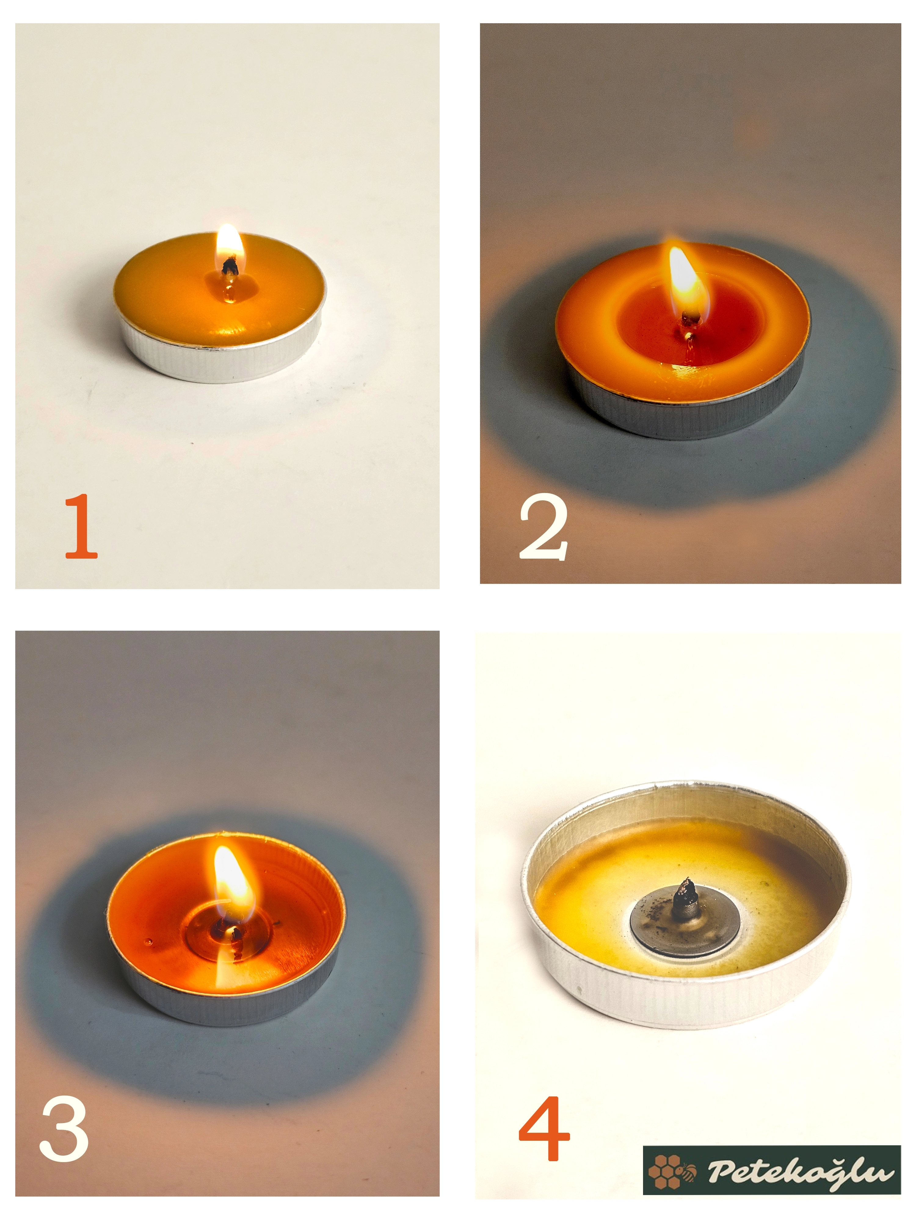 (12 Adet )  Ekonomik Boy Tealight Doğal Petek Balmumu Mum Beeswax Candle Bal Mumu Mum  (8Gr)