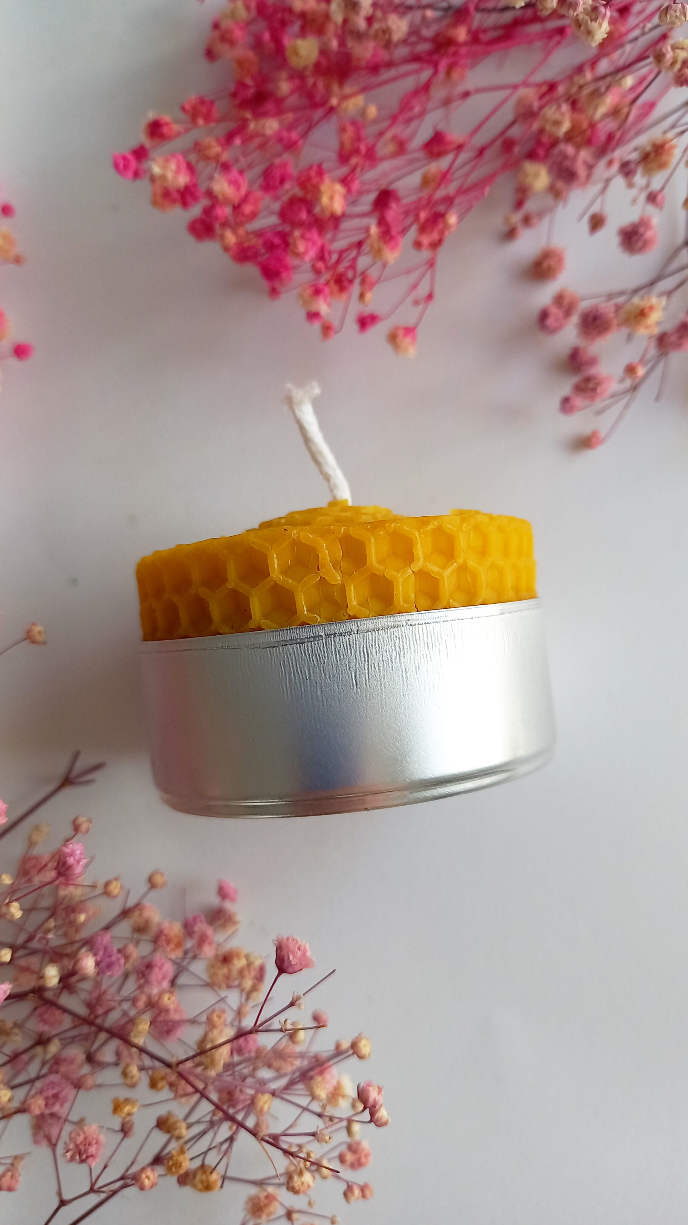 (6 Adet) Balmumu Mum Doğal Petek Maksi Boy Balmumu Sarma Tealight Bal Mumu Mum