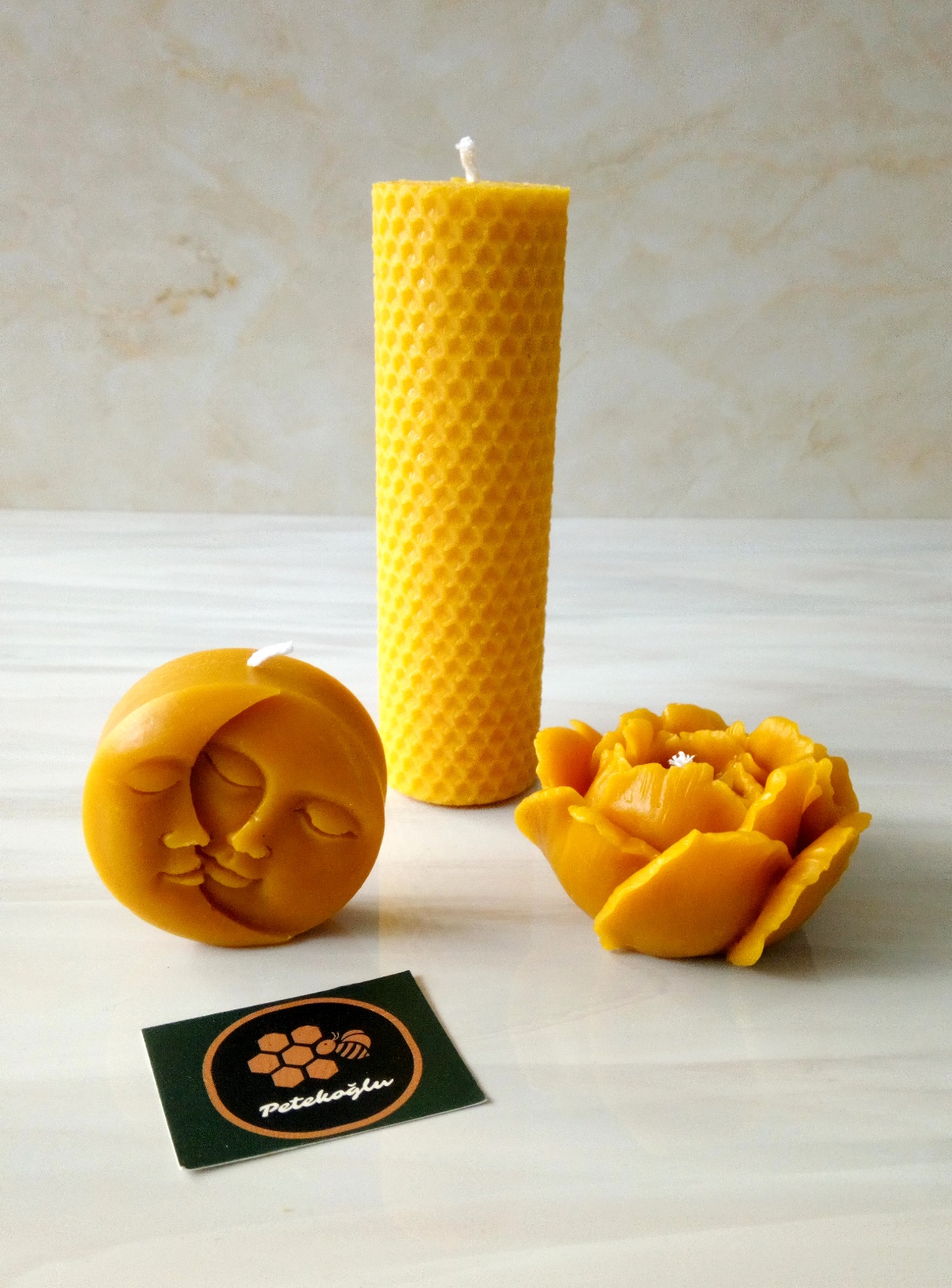 Petekoğlu Doğal Petek Balmumu Mum Sarma Ve Dökme Mumlar Güneş Ay Açmış Gül Bal Mumu Beeswax Candle