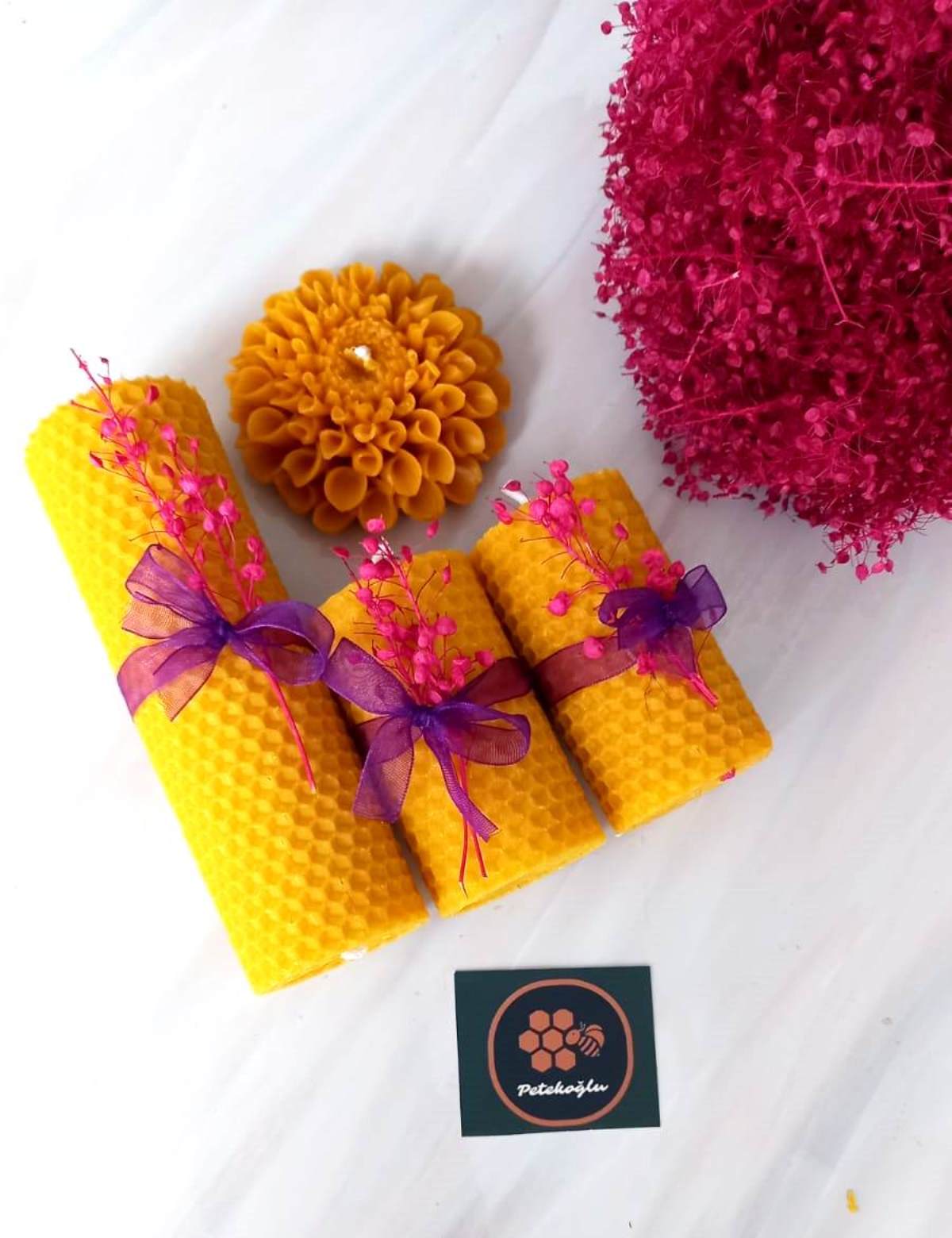 Doğal Petek Balmumu Mum Sarma Mum Ve Dökme  Çiçekli mum Seti Bal Mumu Beeswax Candle