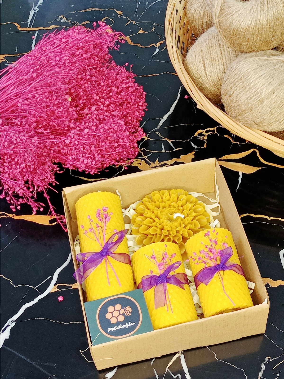 Doğal Petek Balmumu Mum Sarma Mum Ve Dökme  Çiçekli mum Seti Bal Mumu Beeswax Candle