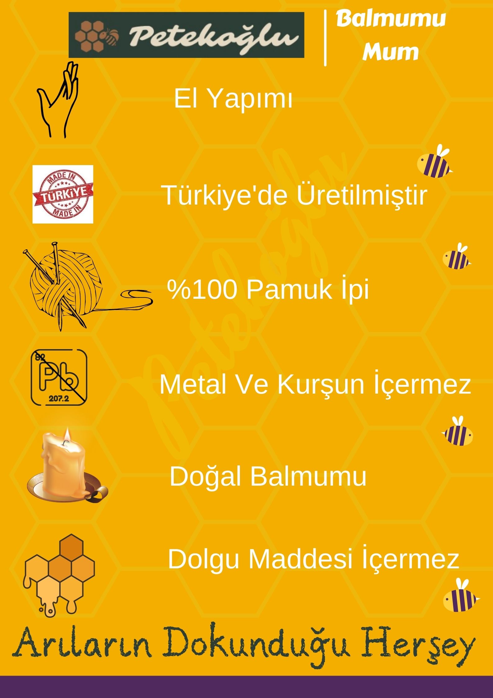 Petekoğlu Bal Mumu  Doğal Petek  3 Lü Tealight Mum Ve Boy 7 Çap 4.5  Balmumu Mum Seti Beeswax Candle