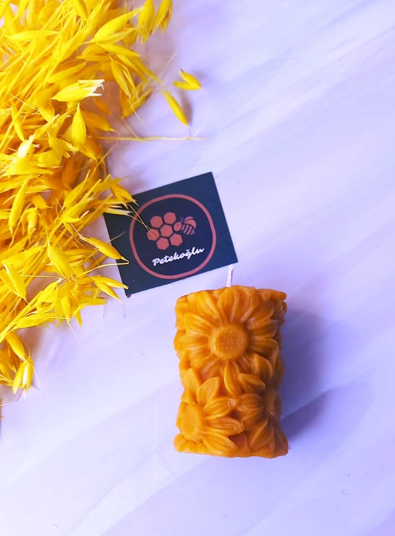 Doğal Petek Balmumu Mum Papatya Figürlü (70 Gr 6Cm) Dekoratif  Bal Mumu Mum