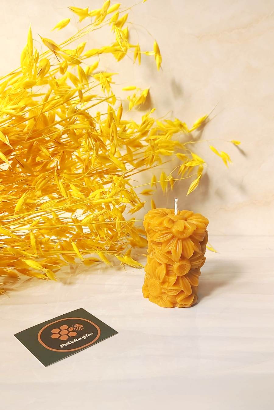 Doğal Petek Balmumu Mum Papatya Figürlü (70 Gr 6Cm) Dekoratif  Bal Mumu Mum
