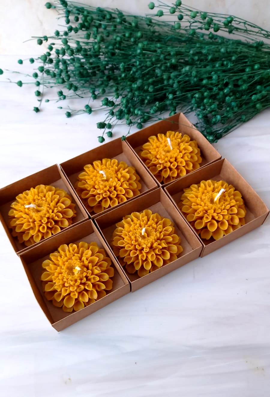 (6 Adet ) %100 Doğal Petek Balmumu Mum Açmış Çiçek Bal Mumu Mum Beeswax