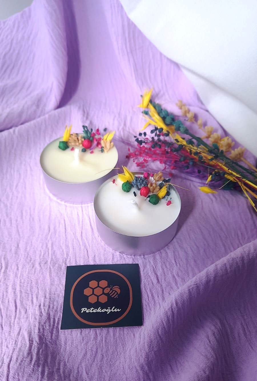 (2 Adet X40Gr ) Soyawax Mumu El Yapımı %100 Doğal Tealigh Soya Mum Amber Kokulu