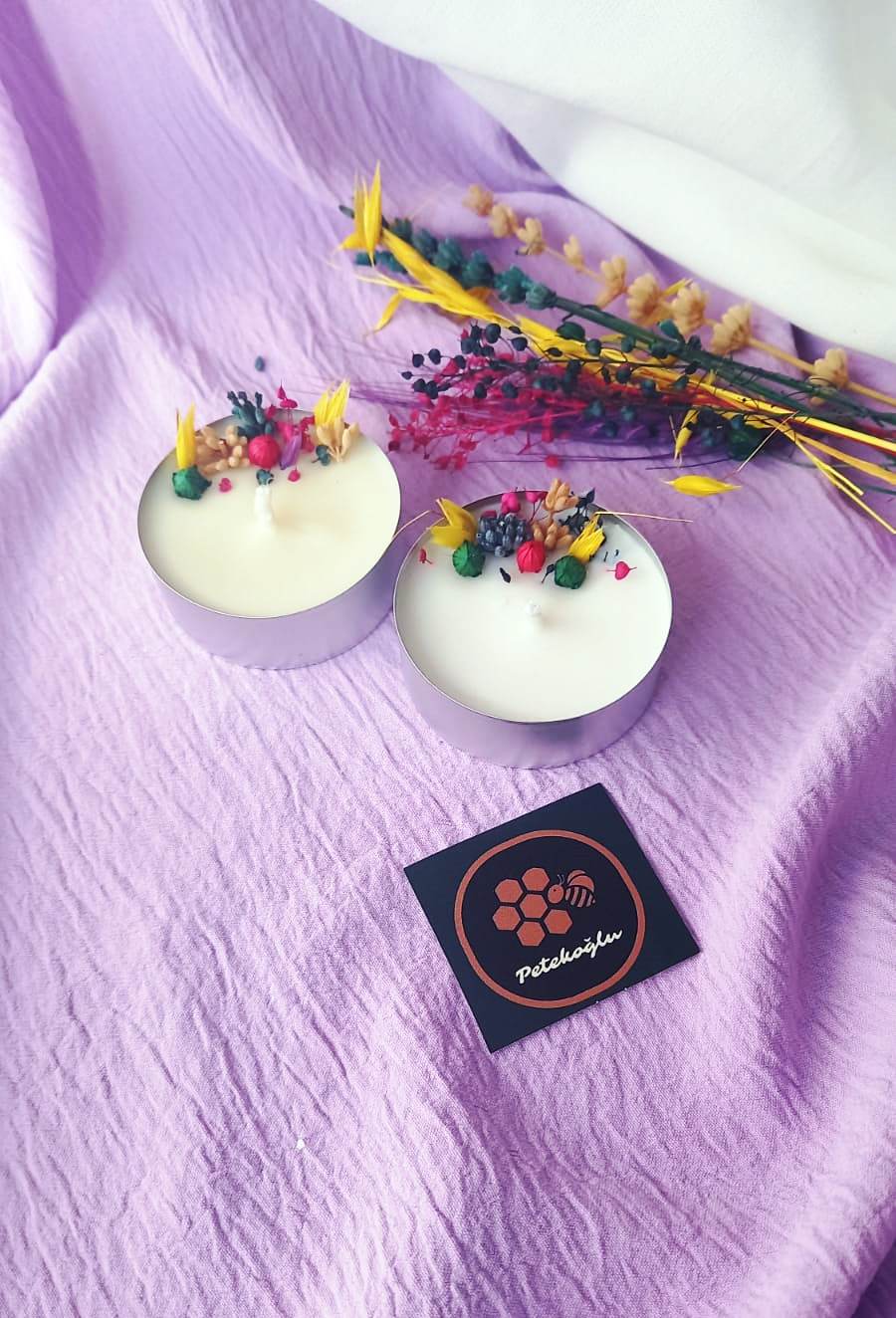 (2 Adet X40Gr ) Soyawax Mumu El Yapımı %100 Doğal Tealigh Soya Mum Amber Kokulu
