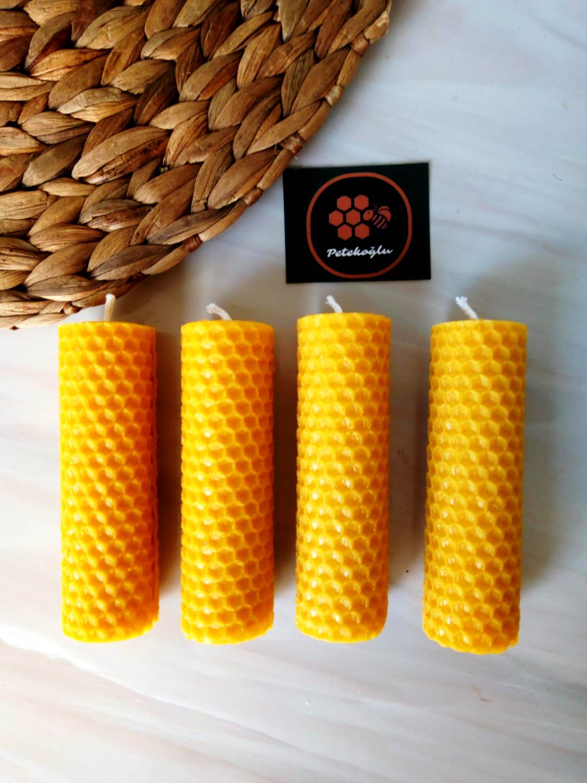 Balmumu Mum 3CmX10Cm (4 adet )  Doğal Petek Bal Mumu Mum Beeswax