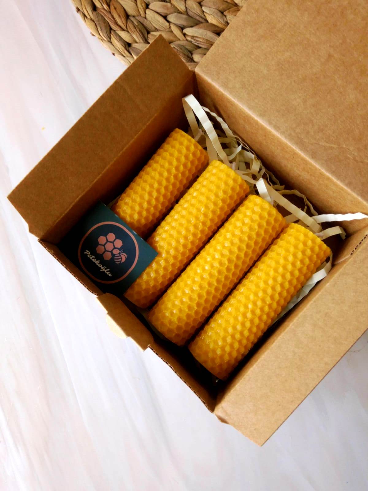 Balmumu Mum 3CmX10Cm (4 adet )  Doğal Petek Bal Mumu Mum Beeswax