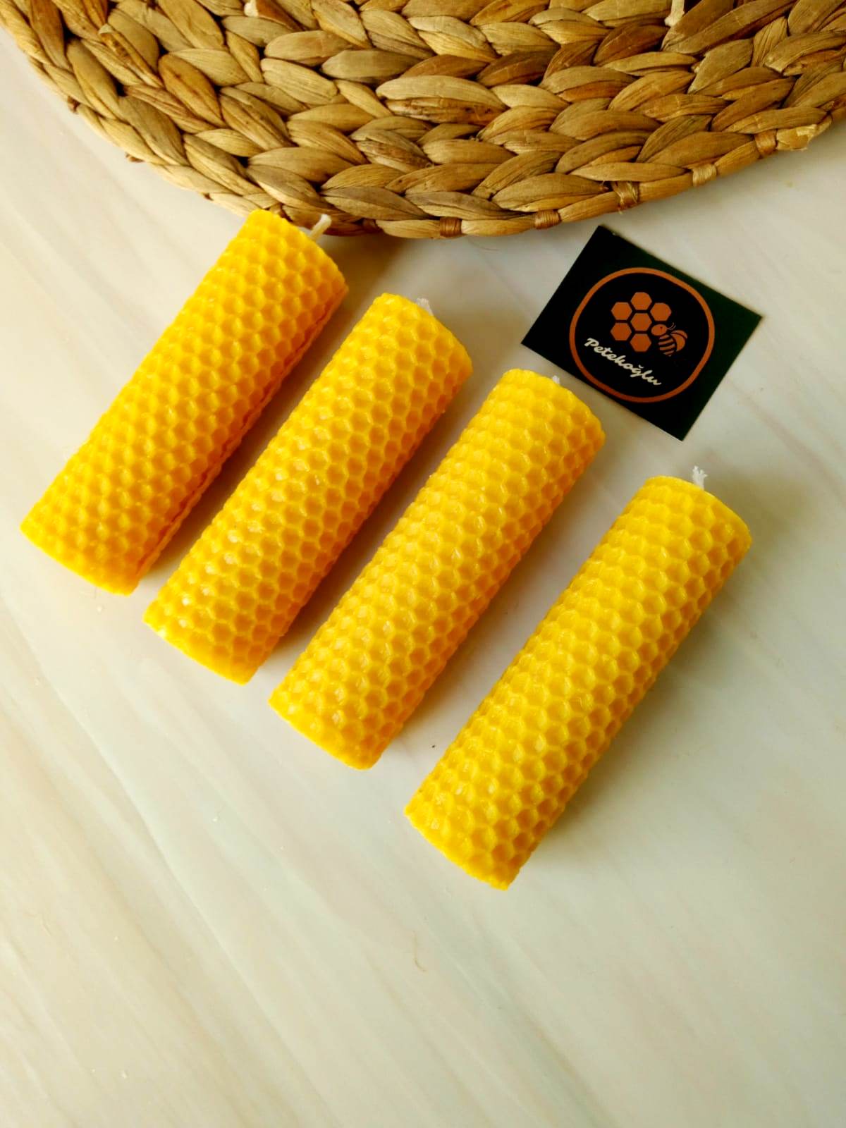 Balmumu Mum 3CmX10Cm (4 adet )  Doğal Petek Bal Mumu Mum Beeswax