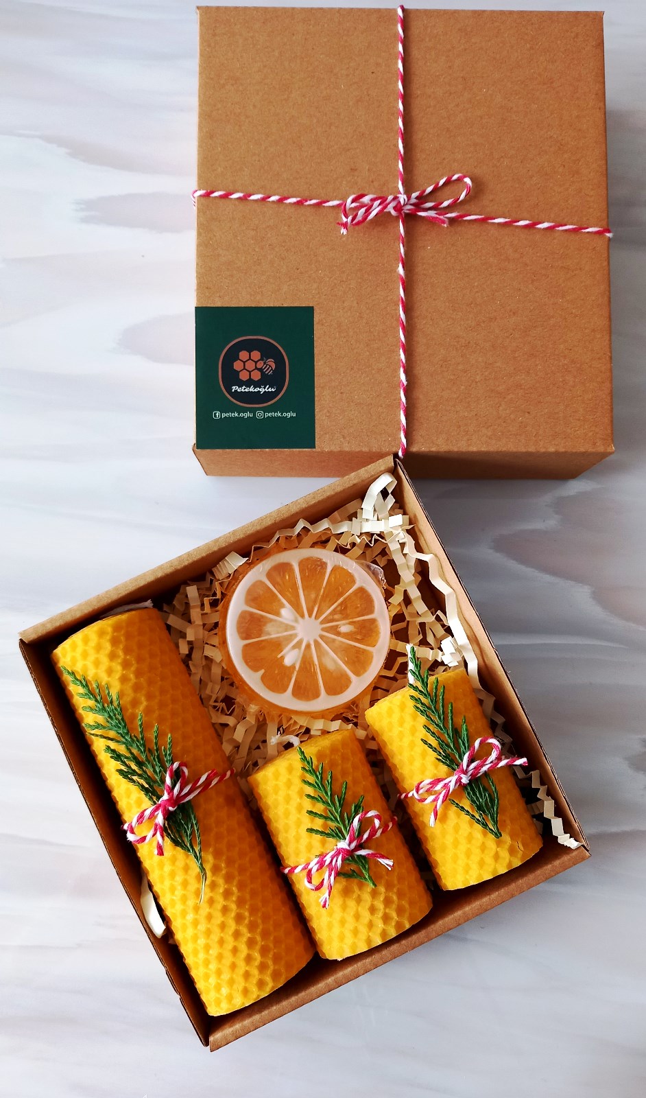 Balmumu Mum  Gliserinli Bitkisel Sabun Bal Mumu Mum Beeswax Candle Hediyelik Set
