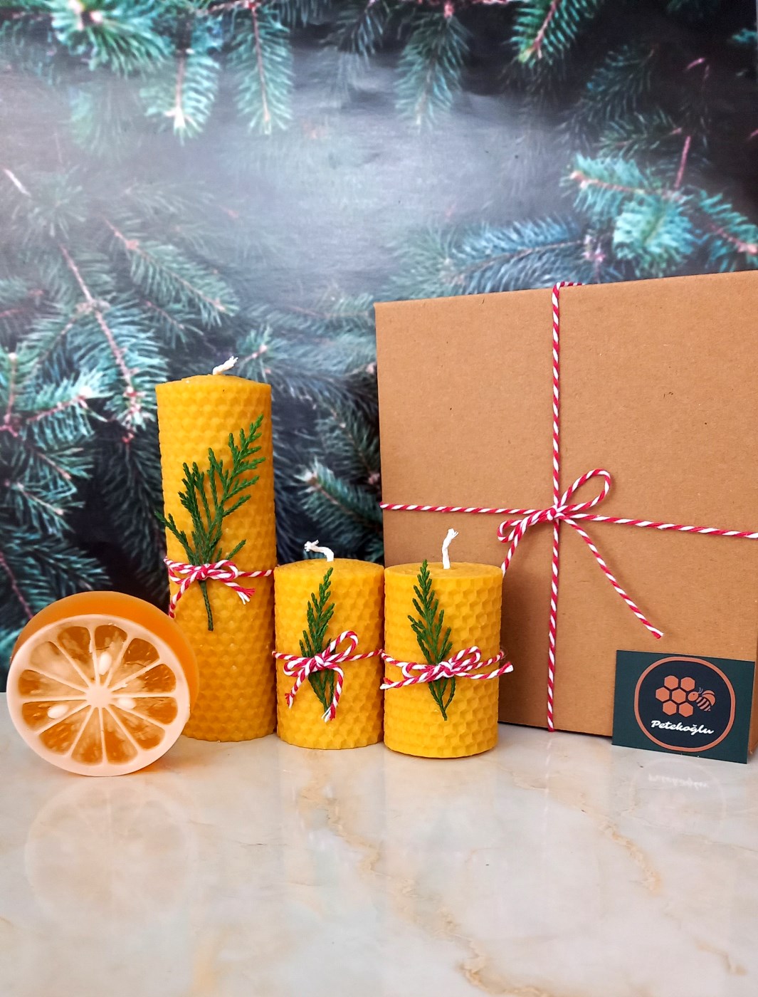Balmumu Mum  Gliserinli Bitkisel Sabun Bal Mumu Mum Beeswax Candle Hediyelik Set