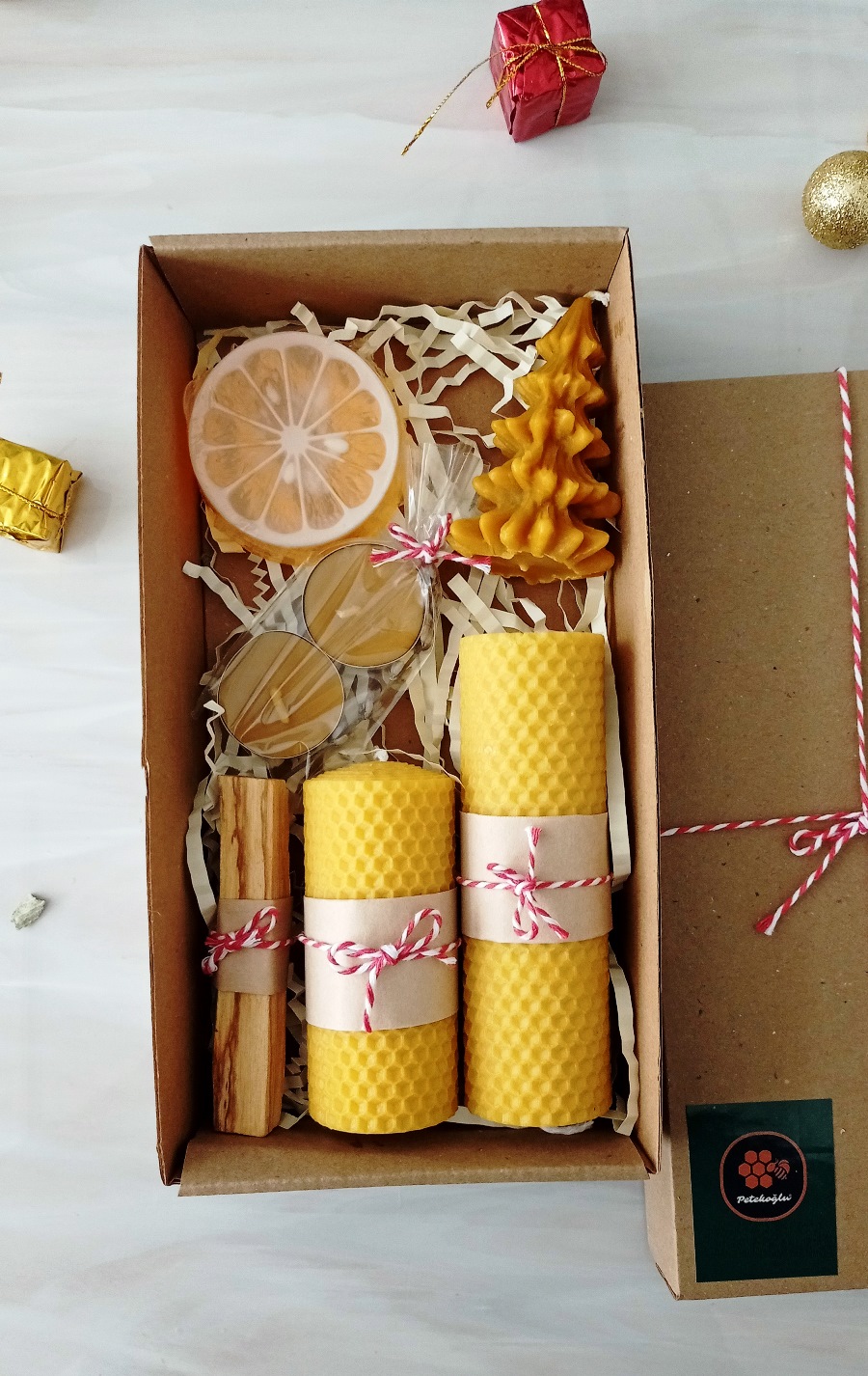 Doğal Petek Balmuumu Mum Tealight Bodrum Mandalina Sabun Bal Mumu  Palo Santo Tütsü Beeswax Candle