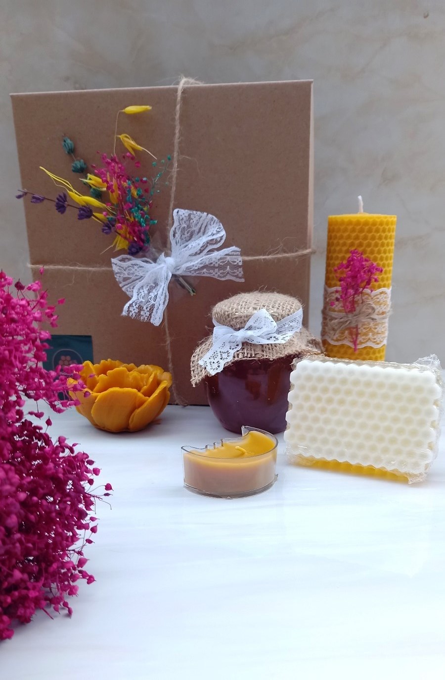 Özel Tasarım Ham Bal (285Gr) Balmumu Mum, Ballı Sabun Ay tealight Ballı Sabun Beeswax Candle