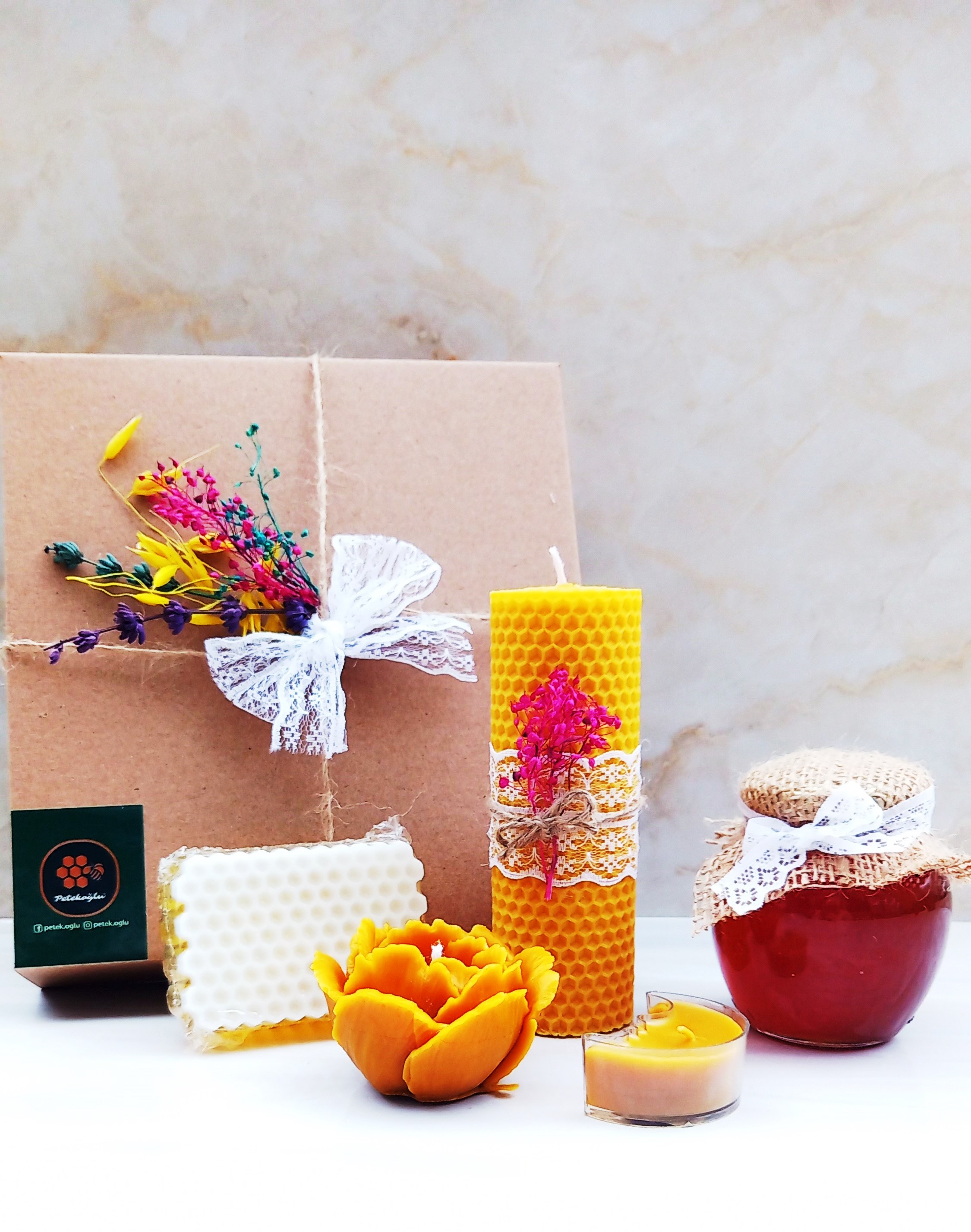 Özel Tasarım Ham Bal (285Gr) Balmumu Mum, Ballı Sabun Ay tealight Ballı Sabun Beeswax Candle