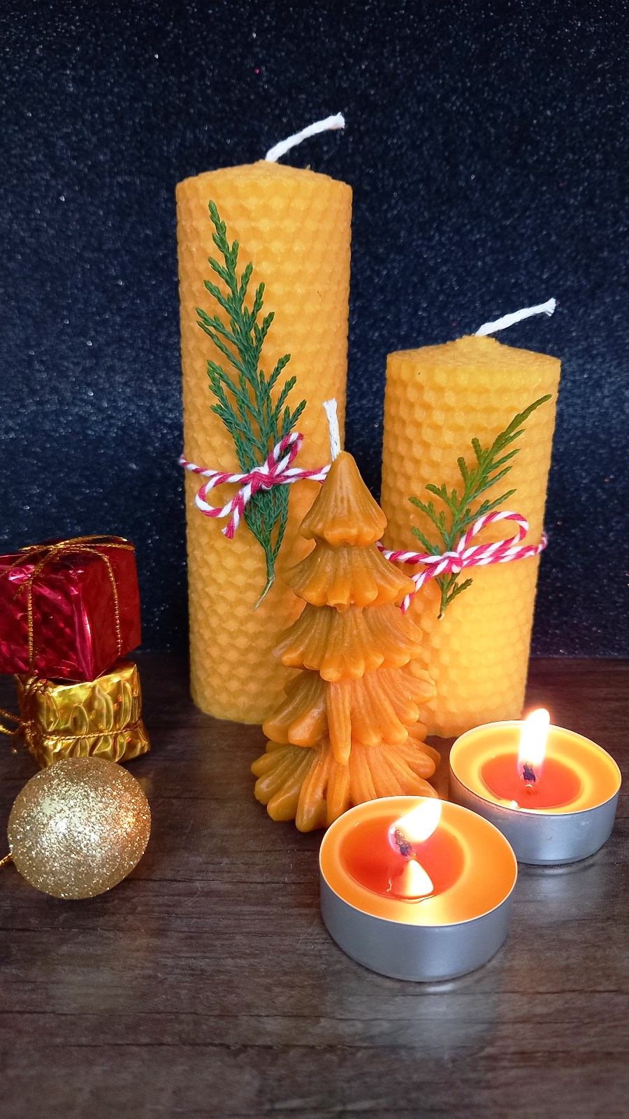 Doğal Petek Balmumu Mum Çam Ağacı Bal Mumu Mum Tealight Beeswax Candle