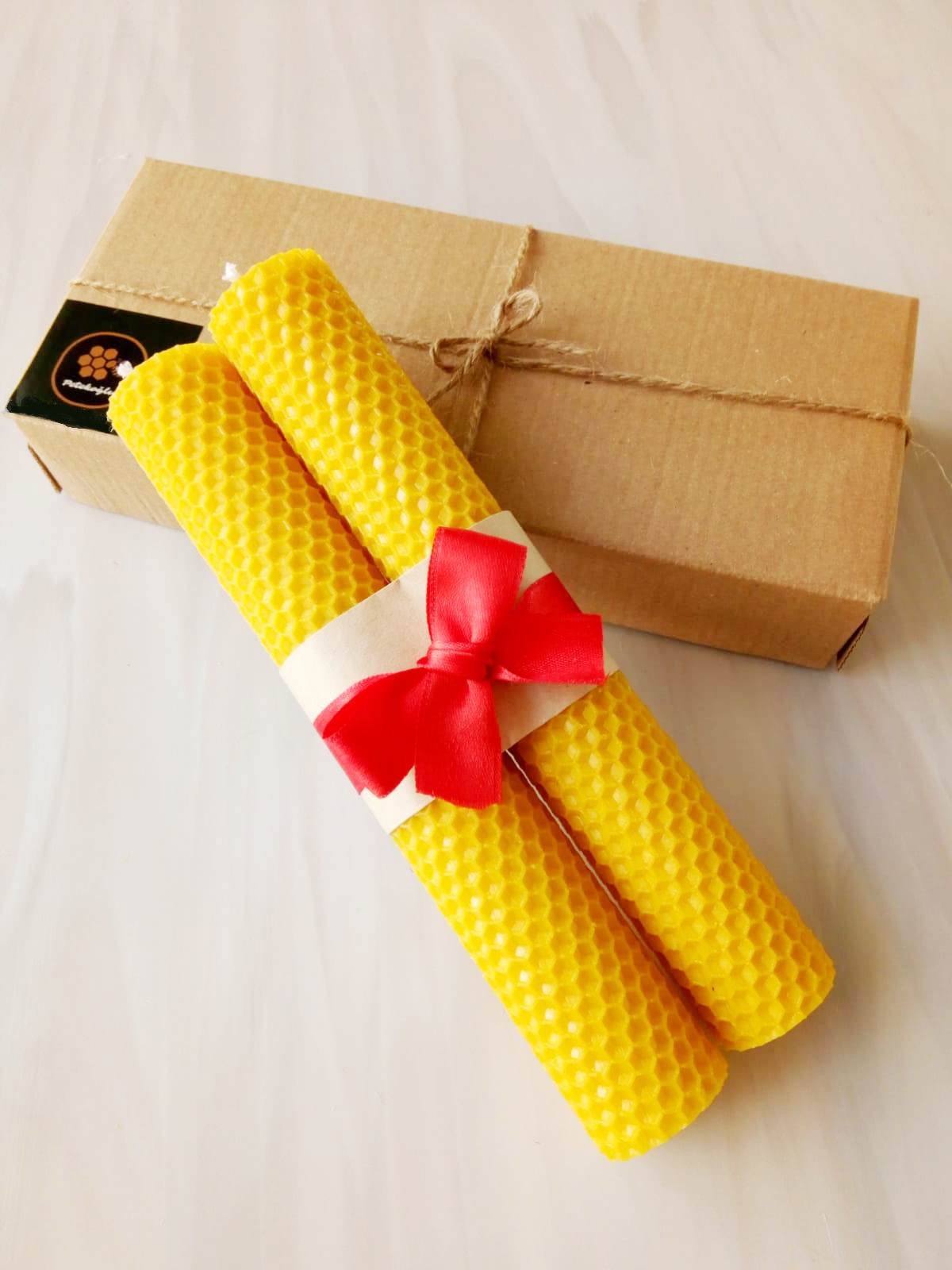 2 Adet 21CmX3CM Sade Doğal Petek Balmumu Mum