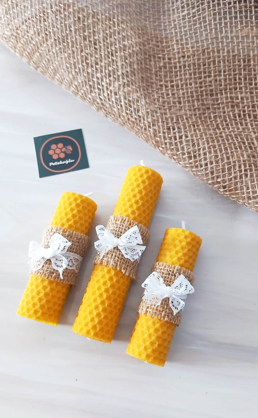 3 ADET DEKORATİF BALMUMU MUM 3x10 İKİ ADET +3X15 BİR ADET Doğal Petek Bal Mumu Mum
