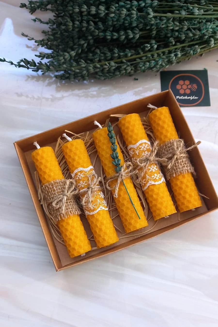 Petekoğlu Arıcılık ( 5 Adet) 10Cm X 2 Cm  Doğal Petek Balmumu Mum Seti