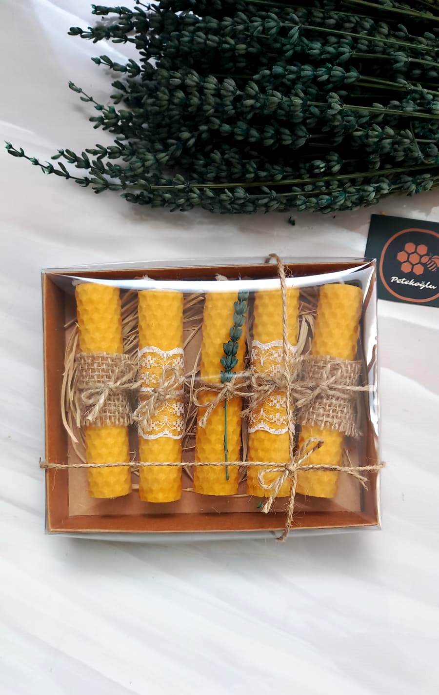 Petekoğlu Arıcılık ( 5 Adet) 10Cm X 2 Cm  Doğal Petek Balmumu Mum Seti