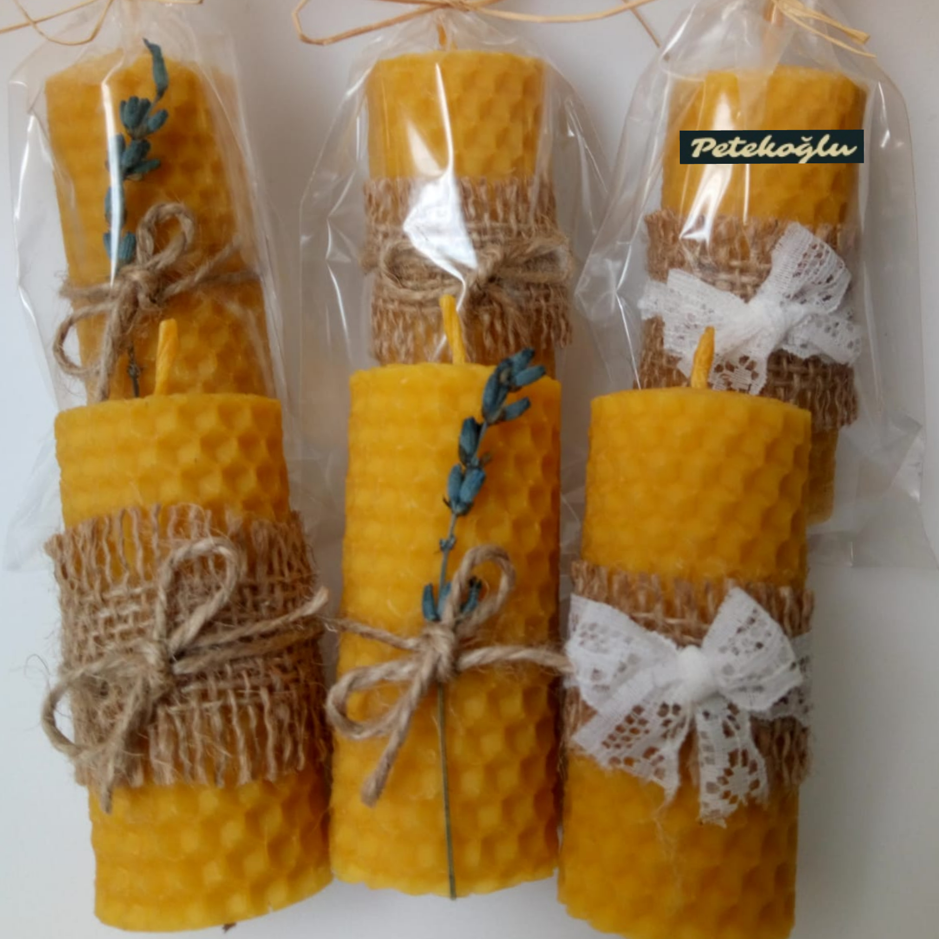 ( 3 Adet)  Balmumu Mum Özel Günler İçin 7CmX3Cm Doğal Petek Bal Mumu Mum