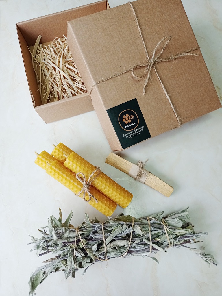 Sertifikalı Palo Santo Adaçayı Doğal Petek Balmumu Mum Seti
