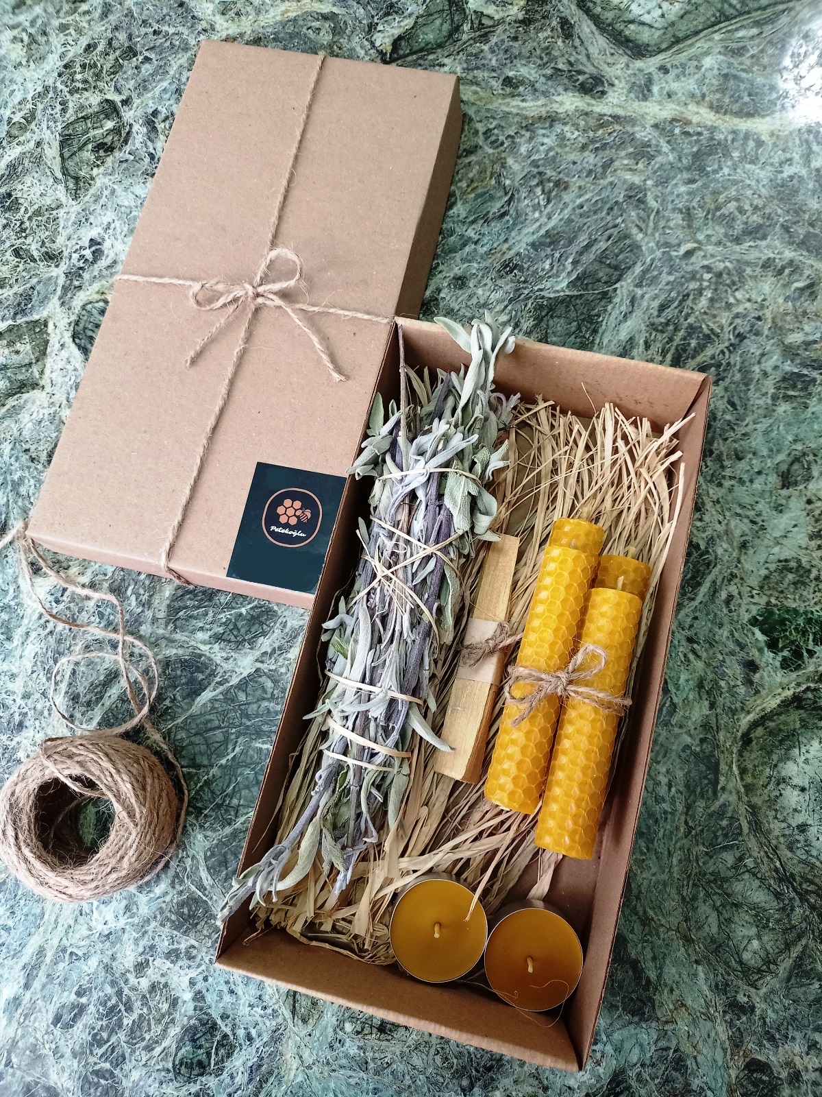 Sertifikalı Palo Santo Adaçayı Tütsü Tealight MUm Doğal Petek Balmumu Mum Seti