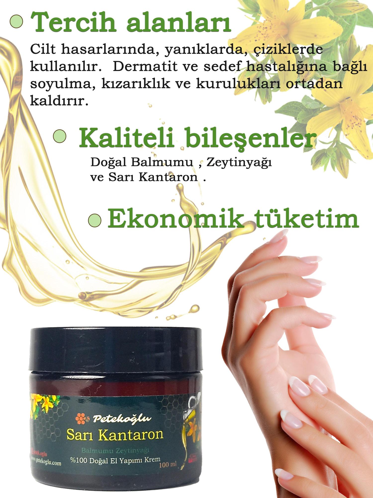 (100ML) El Yapımı Sarı Kantaron Zeytinyağı Balmumu Bakım Onarım Kremi
