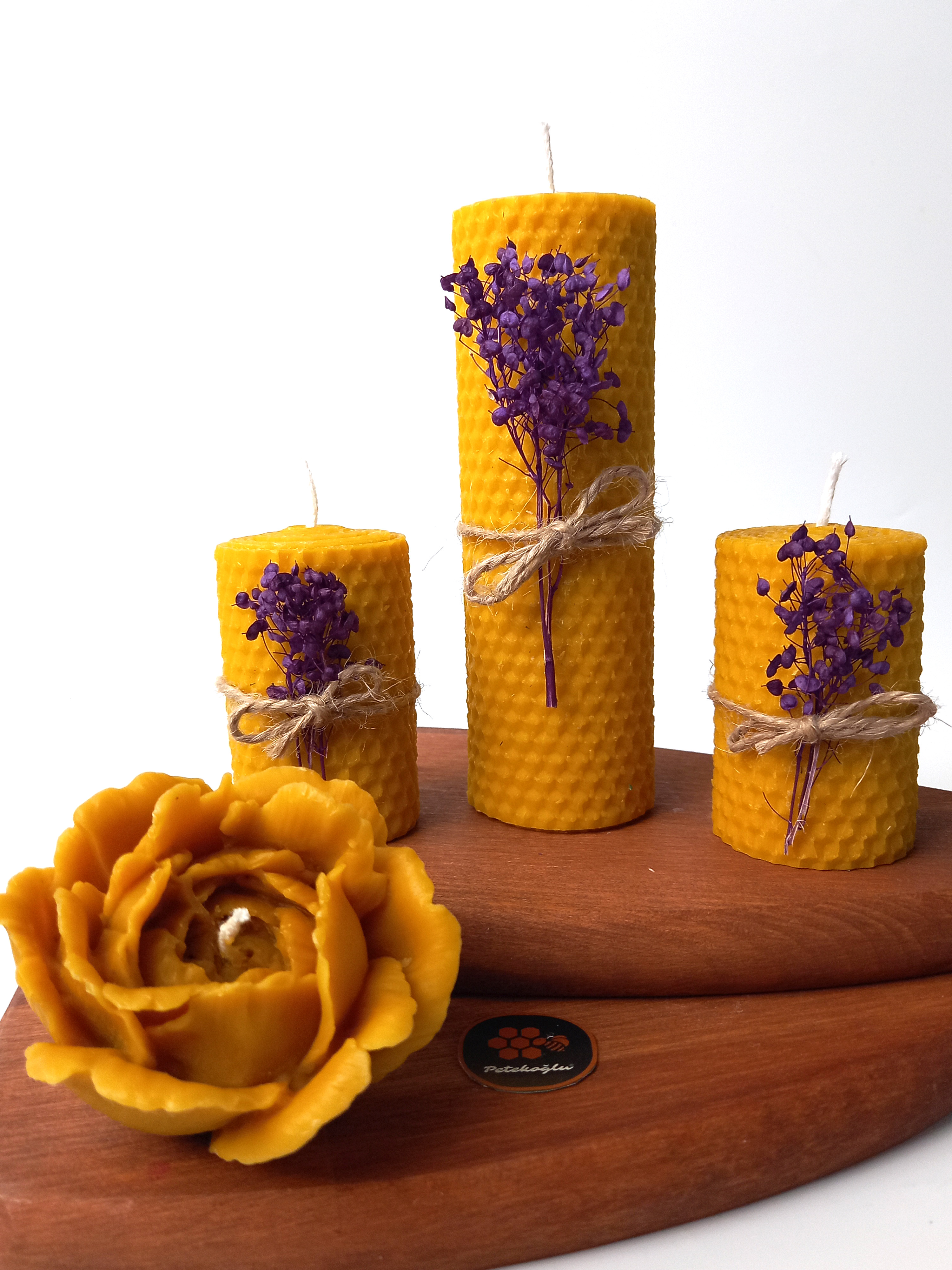 Balmumu Mum Dekoratif Hediye Kutusu 4 Lü Set Doğal Petek Beeswax Candle