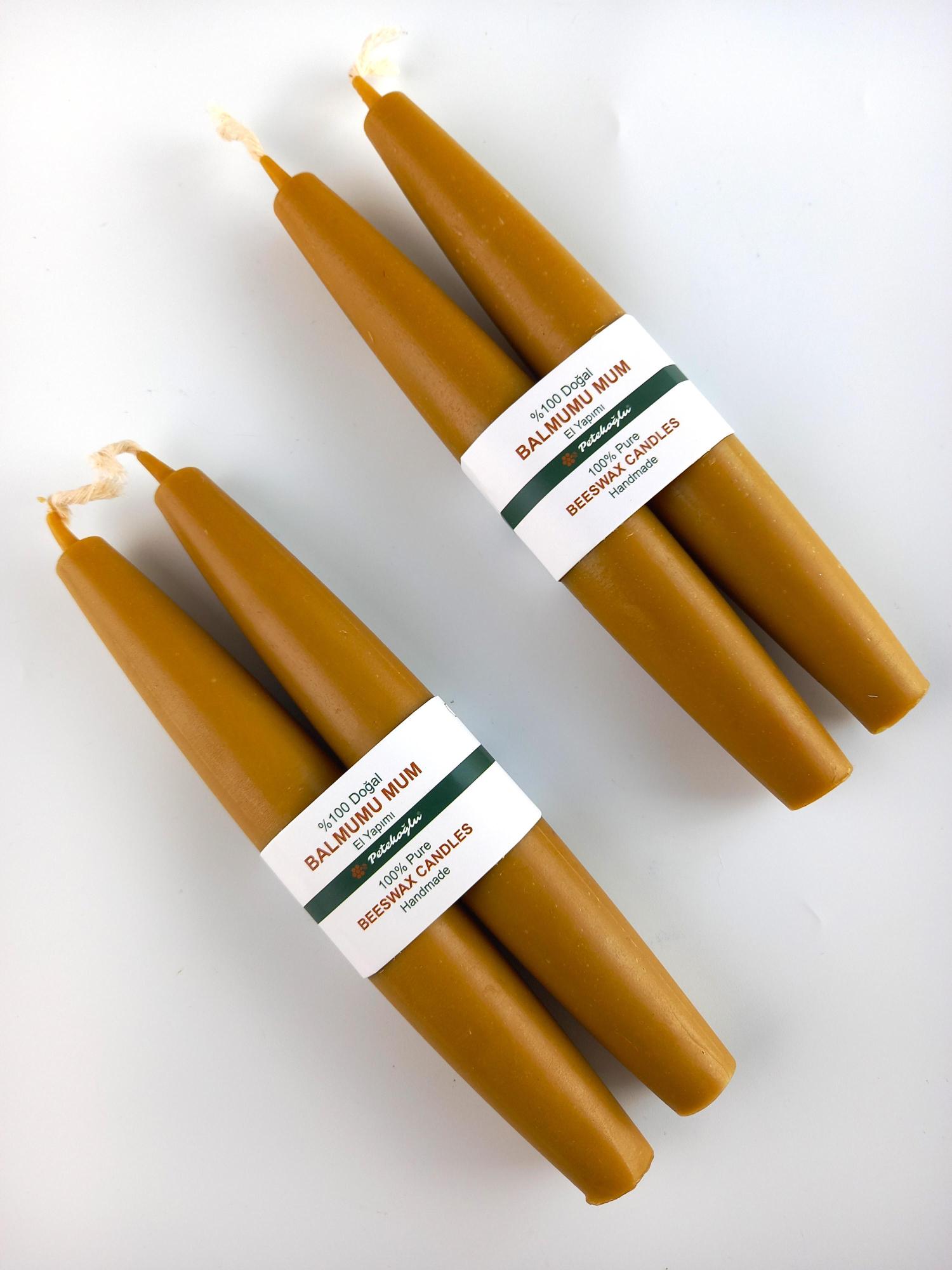 Balmumu Mum (2 Adet )  Şamdan Mumu Mermi Formunda Masa Mumu 22 Cm Bees wax 