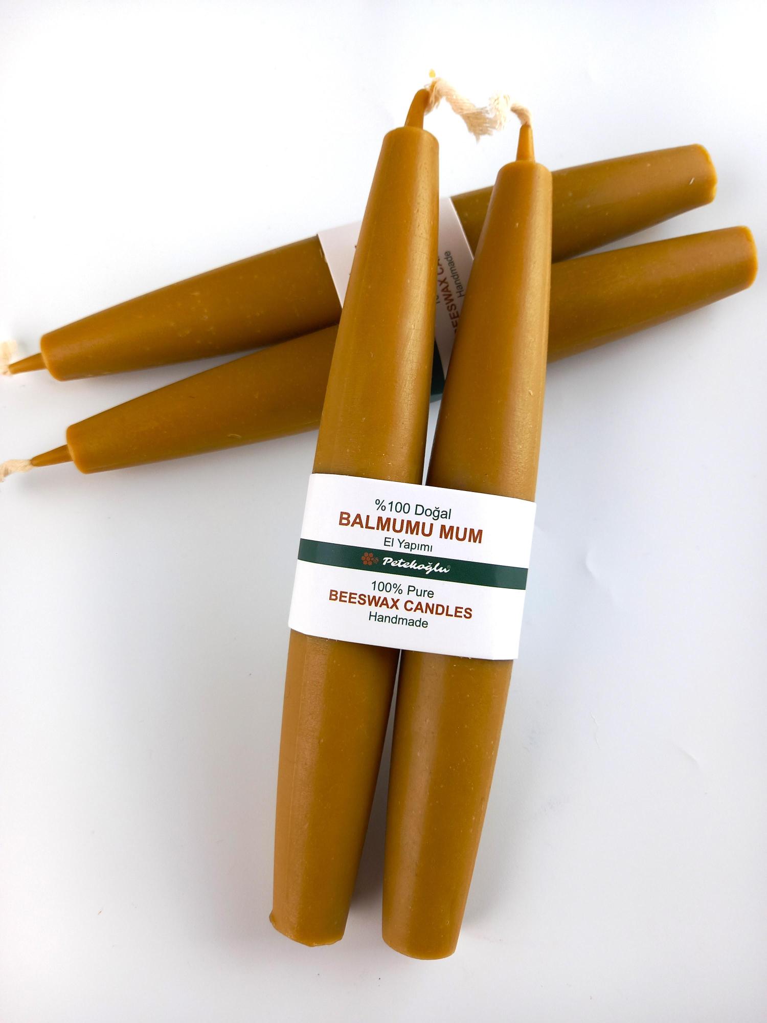 Balmumu Mum (2 Adet )  Şamdan Mumu Mermi Formunda Masa Mumu 22 Cm Bees wax 
