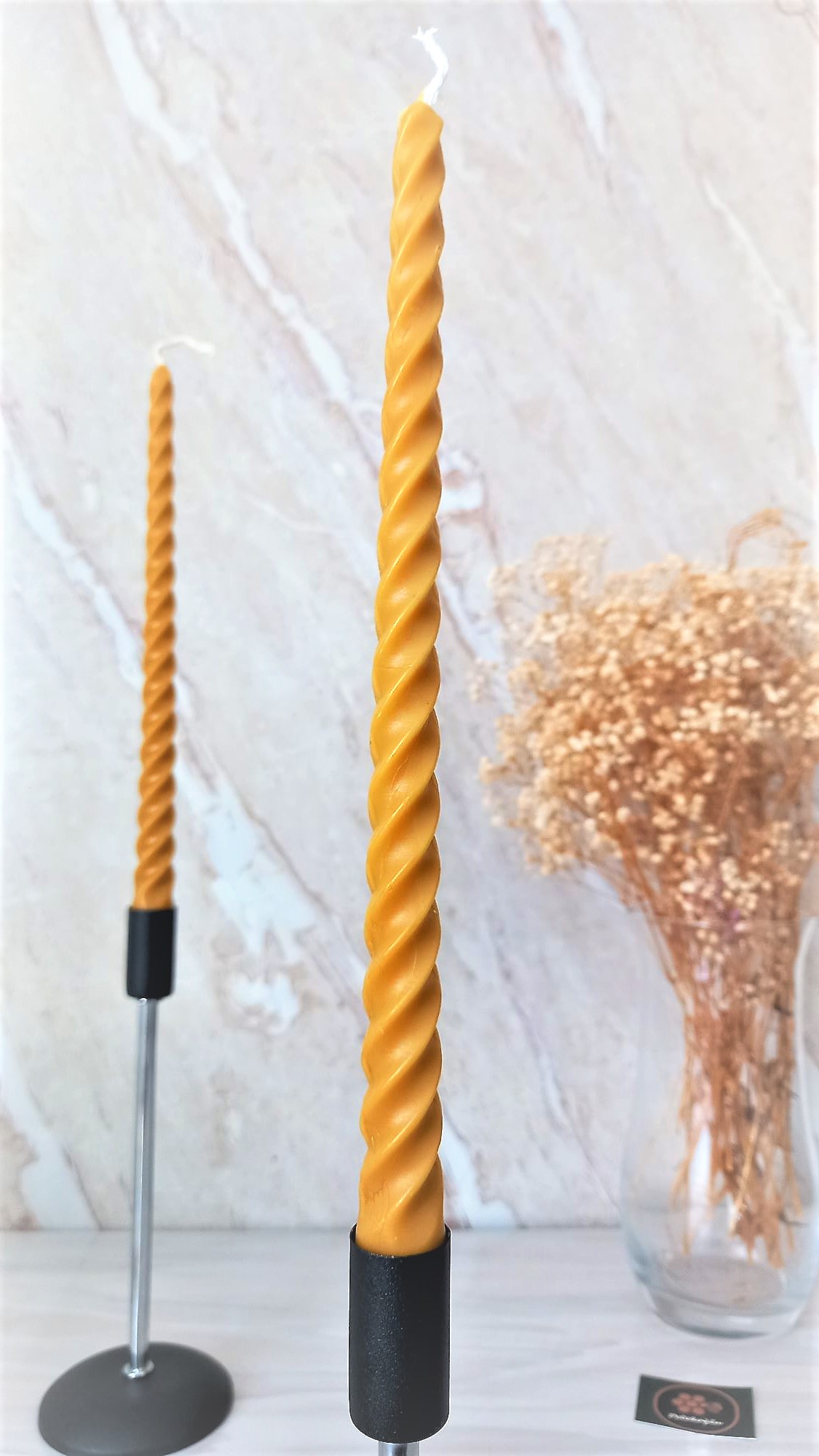 (4 Adet 27.5Cm) Konik Burgulu Balmumu Şamdan Mumu Doğal Petek Balmumu Mum Dekoratif Beeswax Candle