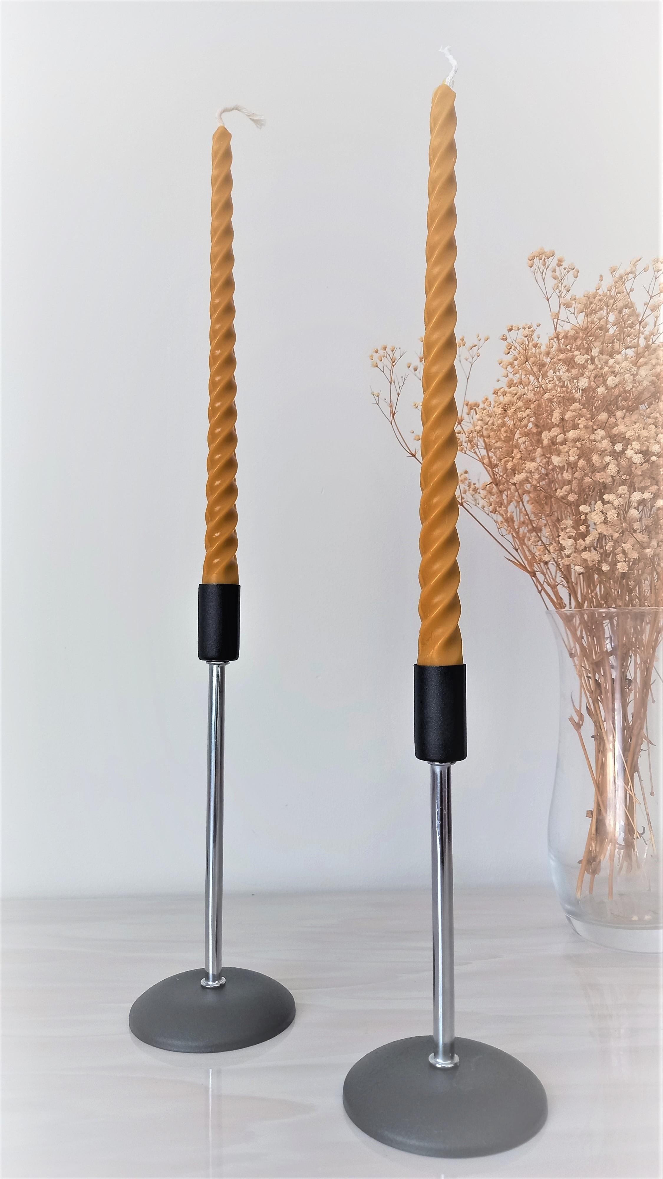 (4 Adet 27.5Cm) Konik Burgulu Balmumu Şamdan Mumu Doğal Petek Balmumu Mum Dekoratif Beeswax Candle