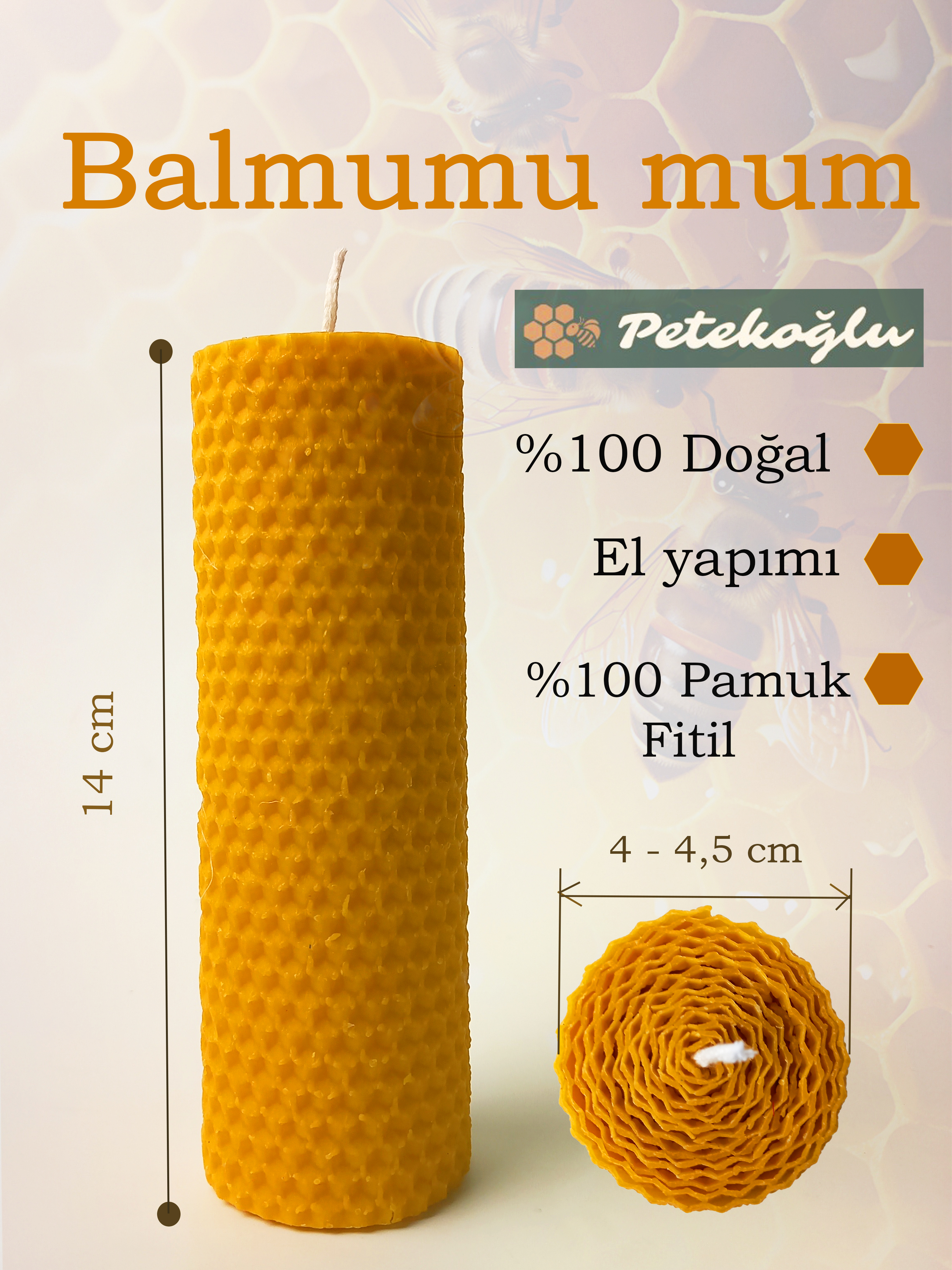 Doğal Petek Balmuumu Mum Ada Çayı Tütsü Ballı Sabun Bal Mumu Mum Beeswax Candle