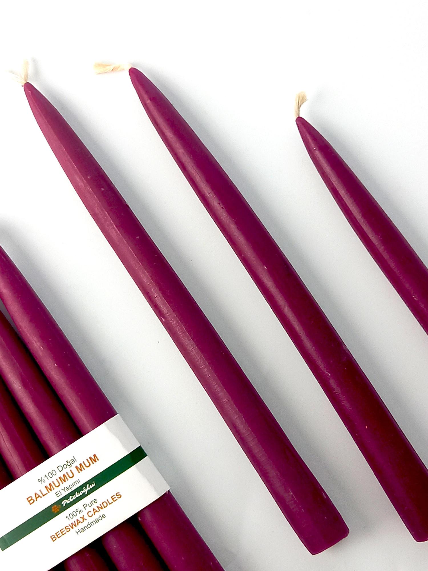 Balmumu Mum 4 Adet Standart Şamdan Mumu 25Cm Boy 2Cm Kalınlık Bordo Dekoratif Mum