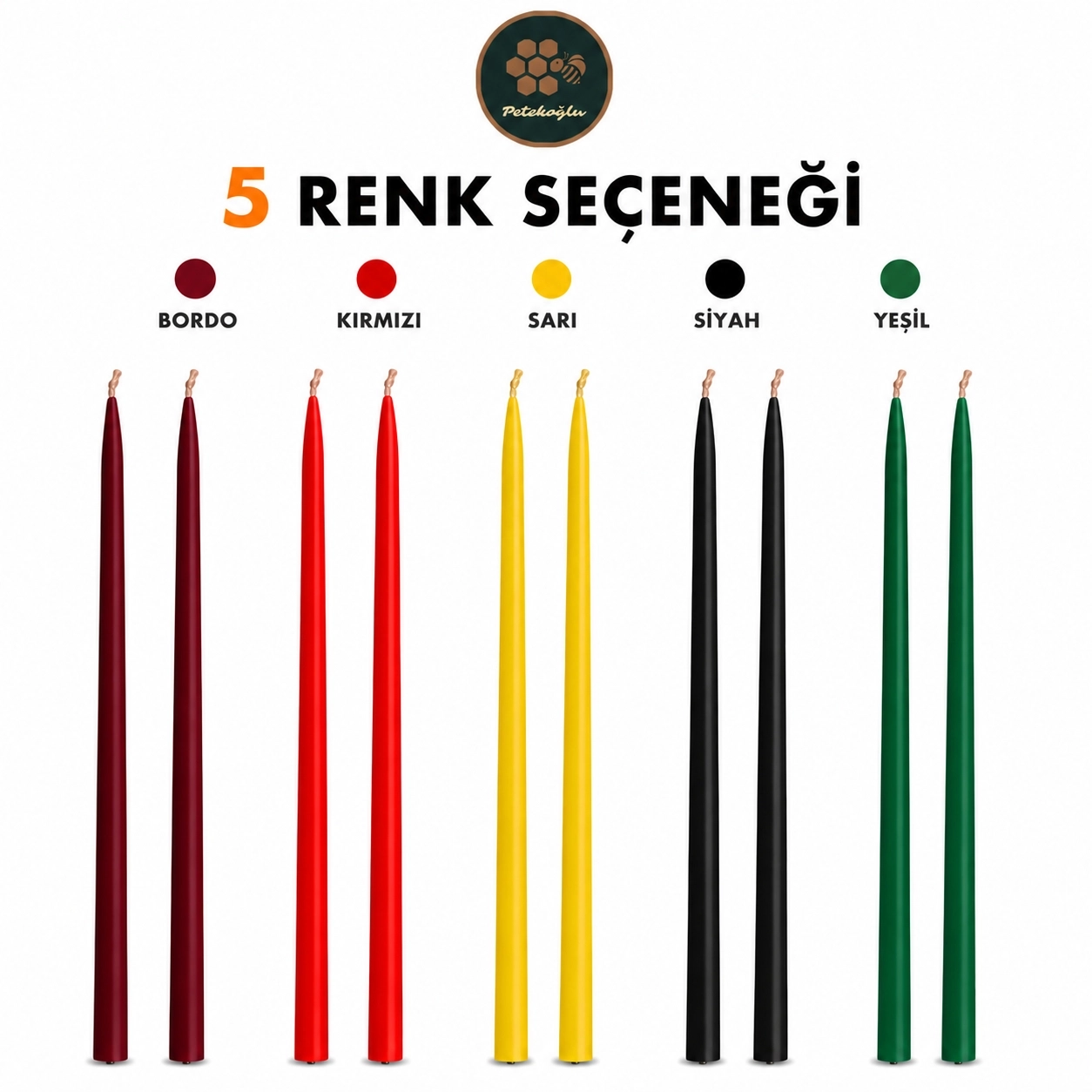 (6 Adet X 34Cm) Konik Balmumu Şamdan Mumu Bordo Doğal Petek Balmumu Mum Dekoratif Beeswax Candle