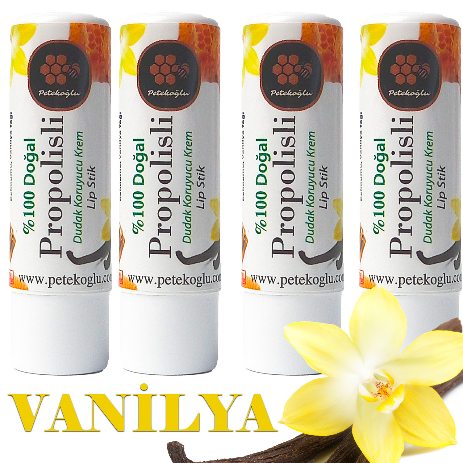 (4 Adet) Propolis, Bal, Shea , Hindistan Cevizi ve Zeytinyağı El Yapımı Dudak Kremi