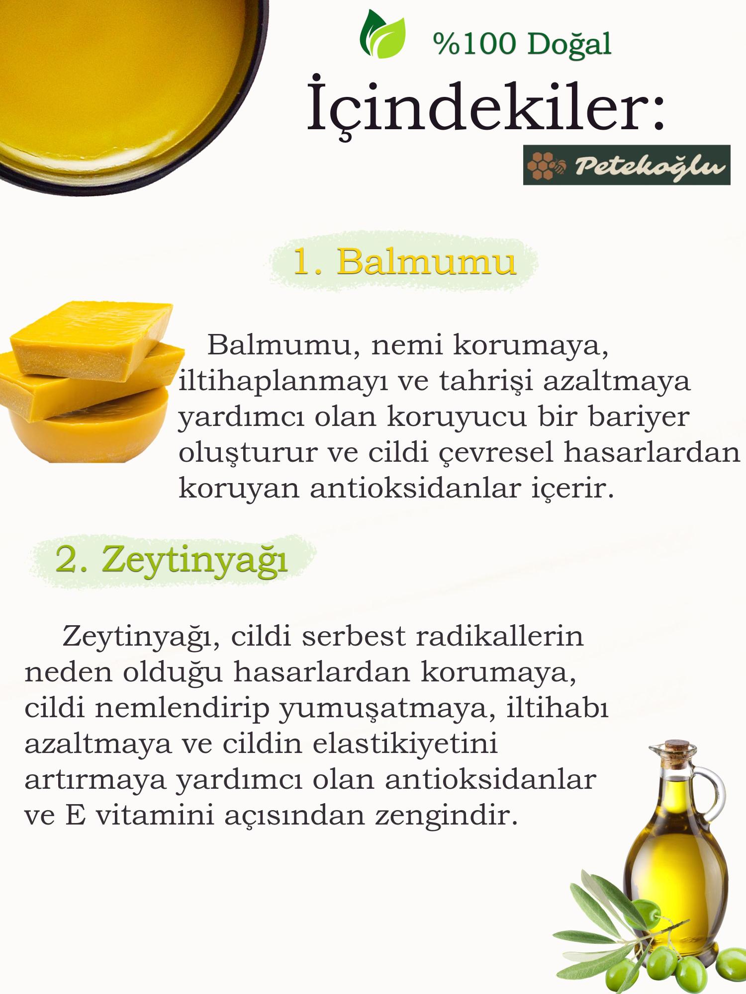 (100ML)  %100 Doğal El Yapımı Balmumu Zeytinyağlı Günlük Bakım Kremi