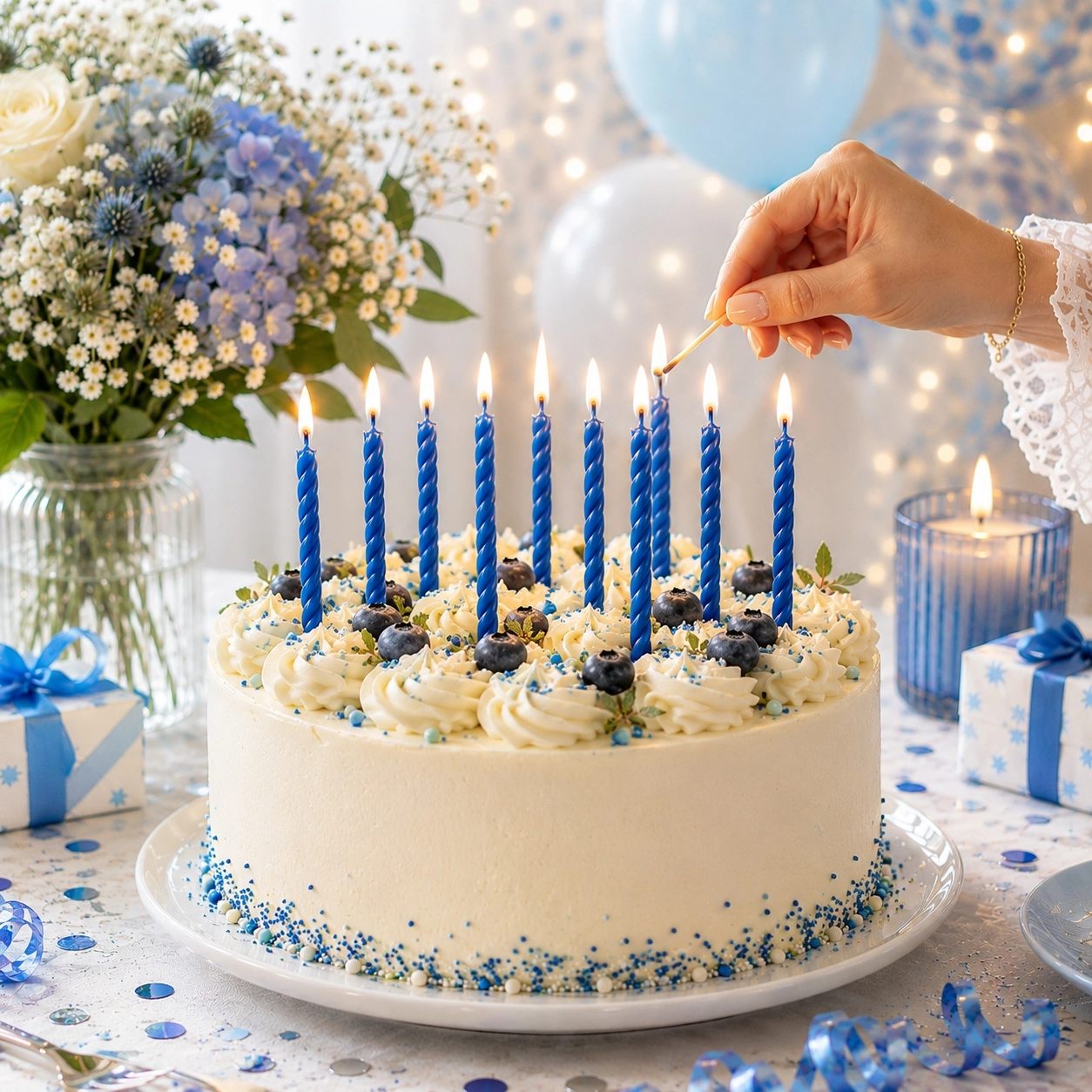 (12 Adet Mavi) Balmumu Mum Küçük Boy Doğum Günü ve Pasta Mumu El Yapımı 6,5 cm Beeswax Candle