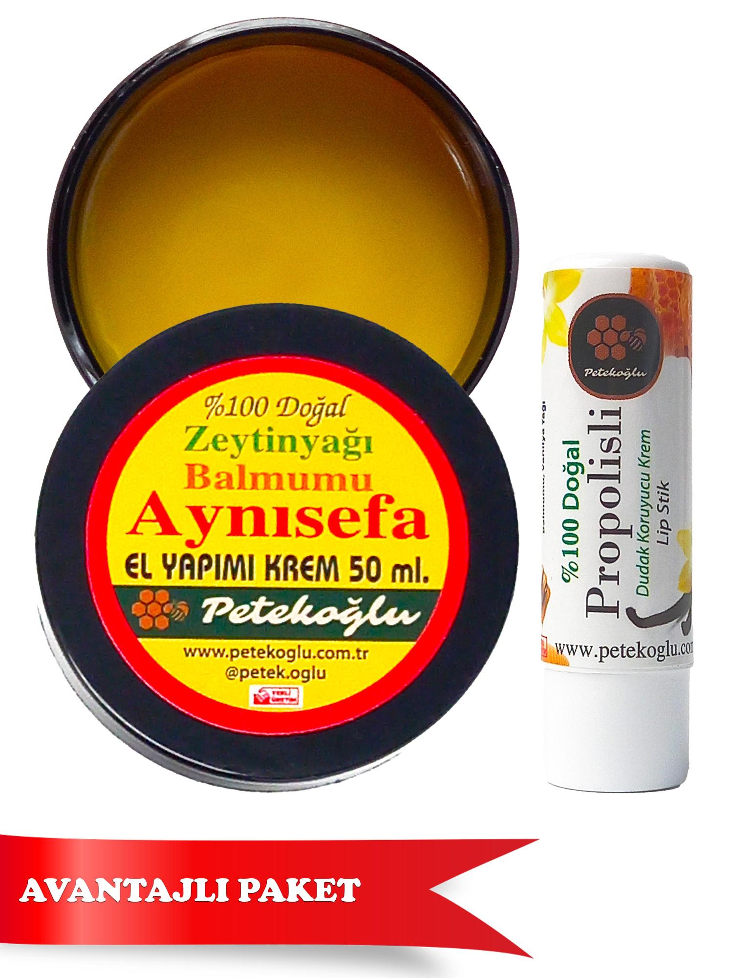 (50ml)Aynısefa Krem  Balmumu Zeytinyağı   Ve Propolisli Gerçek Ballı Propolisli Dudak Kremi (8ml)